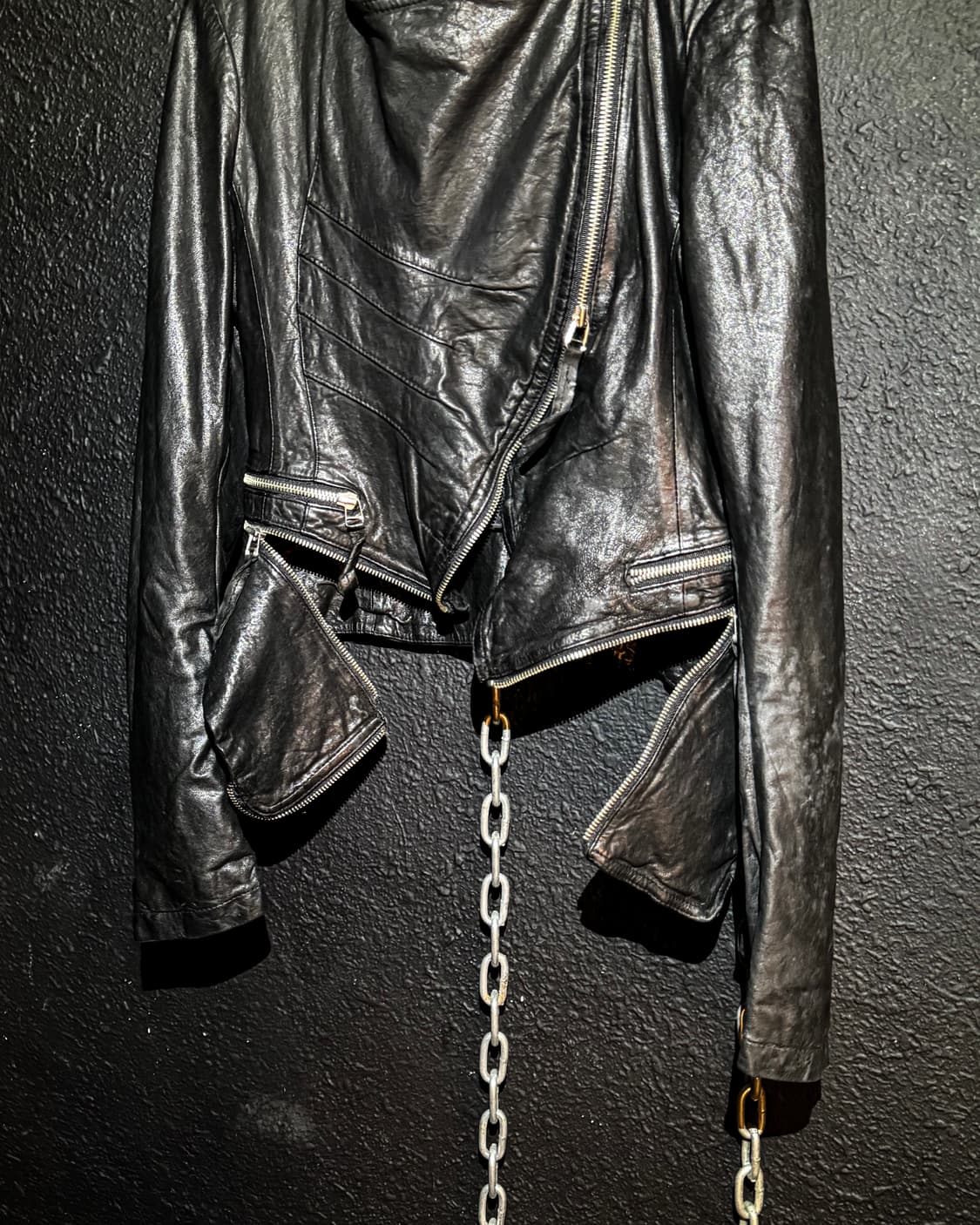 Opposite zipper slim leather jacket  상품이미지7