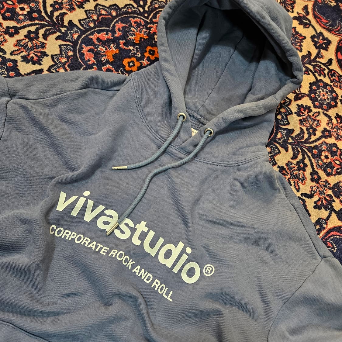 비바스튜디오 시그니쳐 로고 빈티지 블루 후드티셔츠 XL 상품이미지4