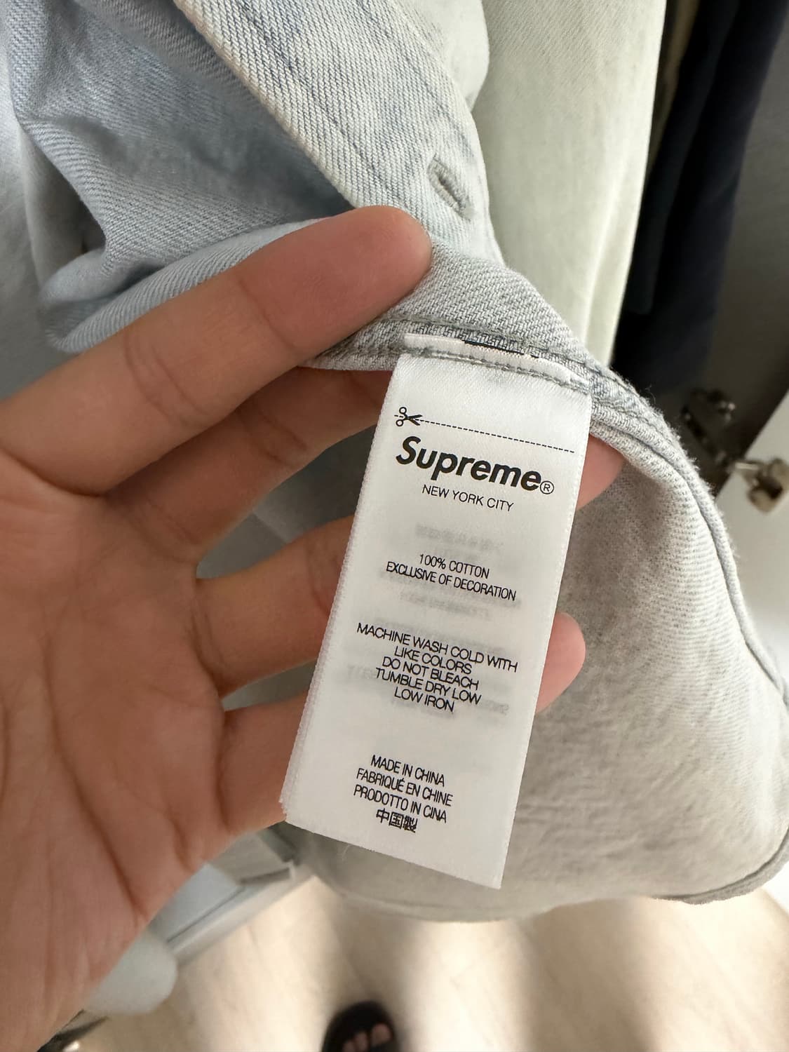 슈프림 24fw 스몰박스 셔츠 워시드 데님 L 상품이미지3