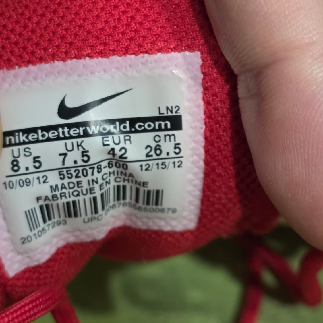 7q-12:나이키 루나론 캔버스 로우 레드 (26.5cm) 상품이미지10