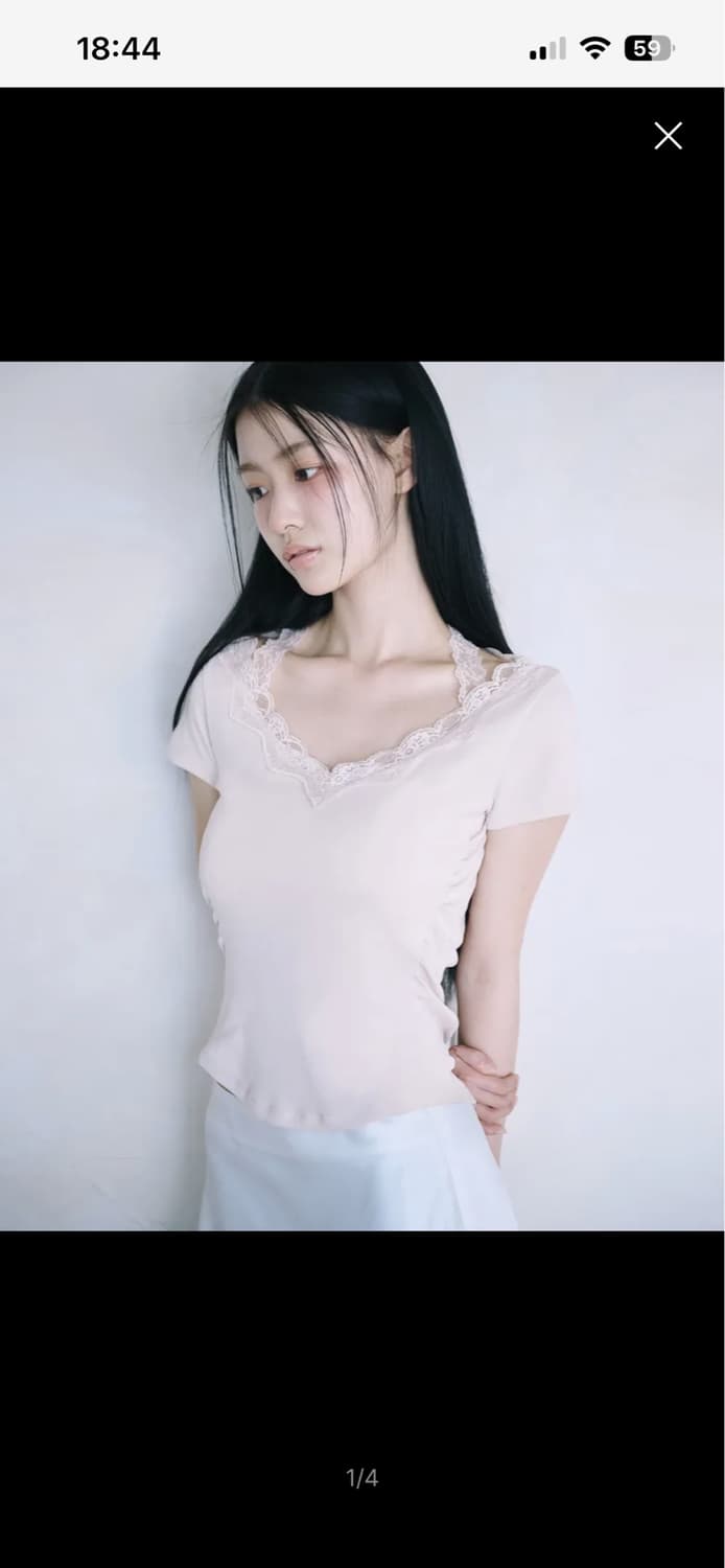 레이즈미야 릴리 홀터넥 레이스 탑 베이비 핑크 상품이미지1