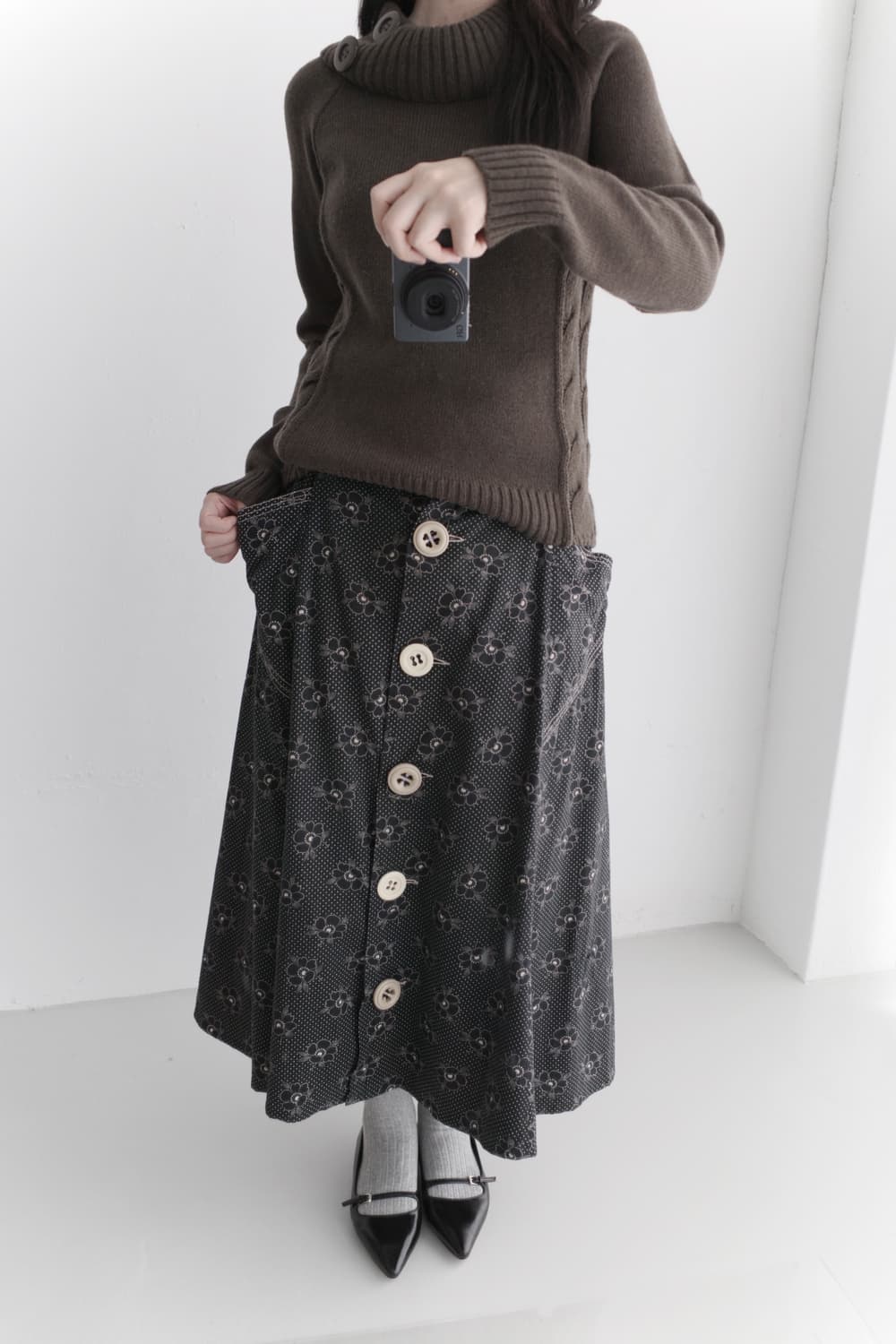 flower button skirt 상품이미지5
