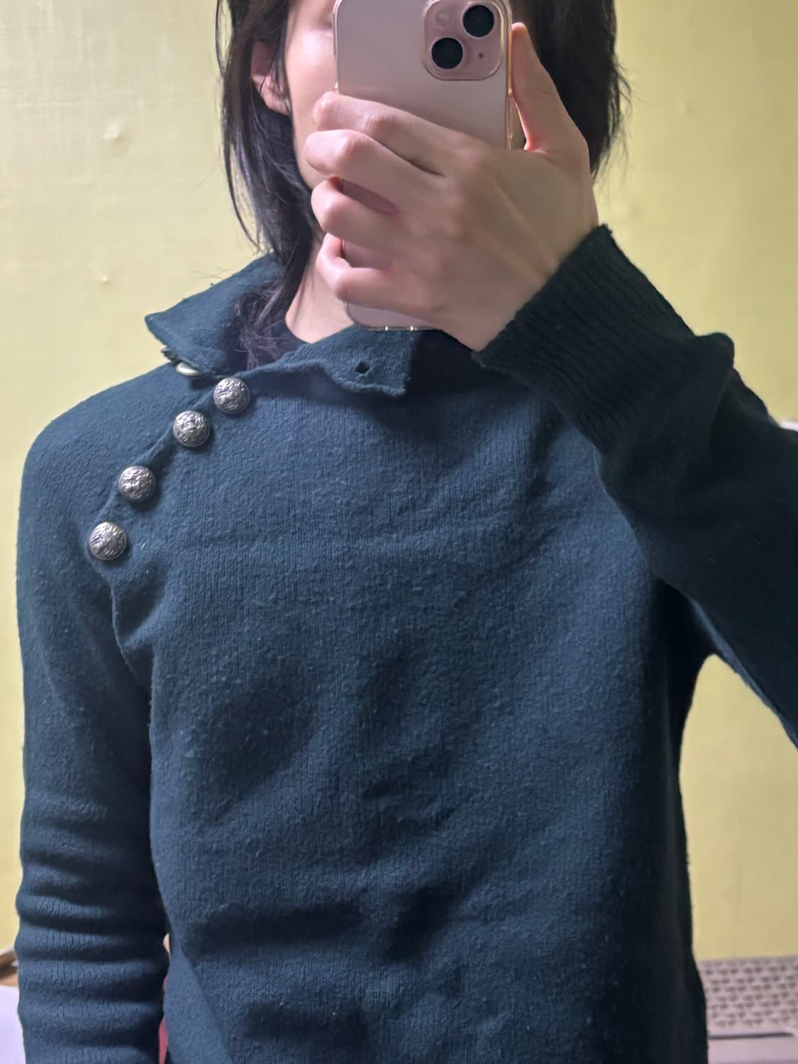 발망 사선 버튼 니트 그린 m 상품이미지6