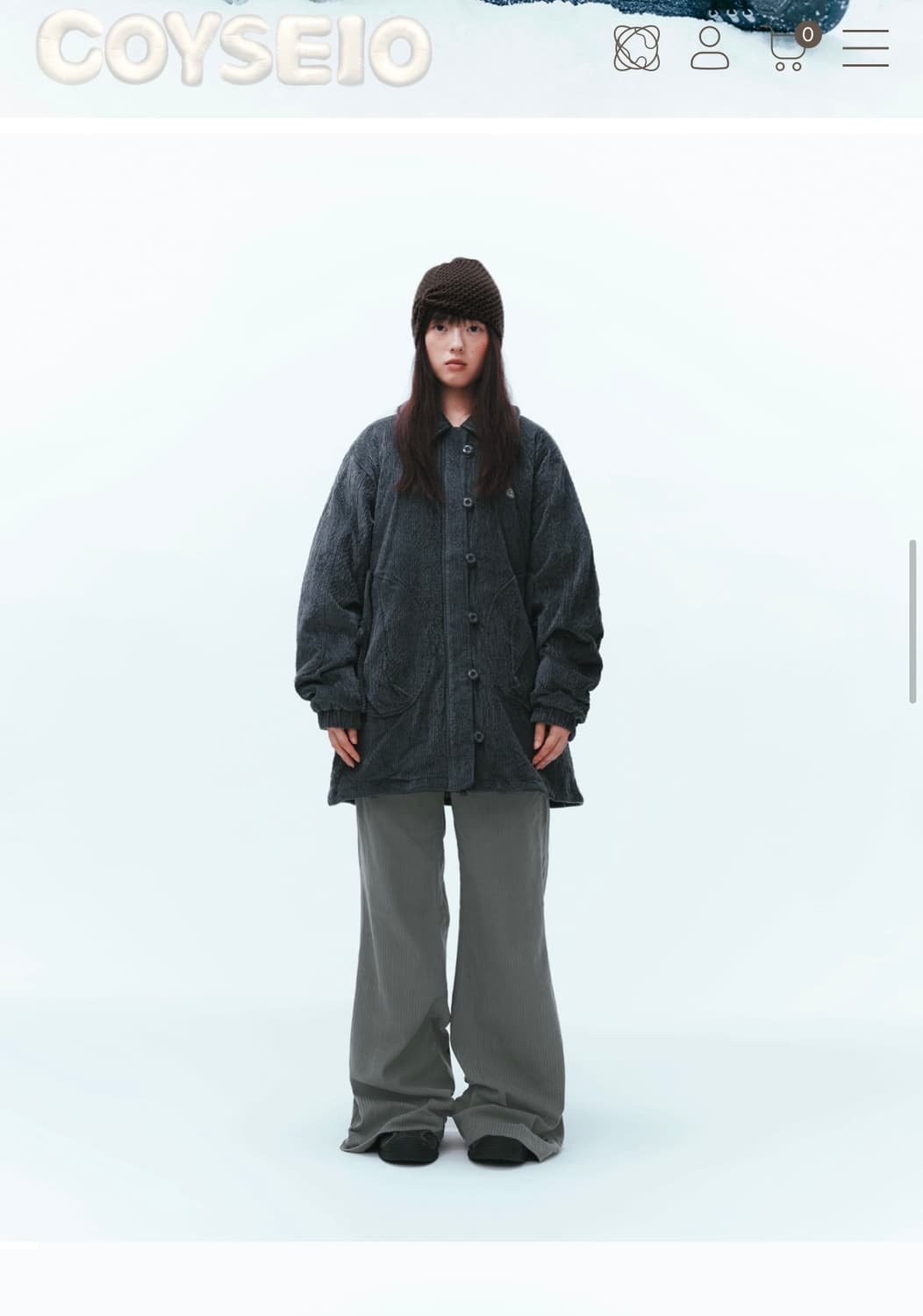 코이세이오 ROUND COLLAR COZY BOMBER BLUE GREY 상품이미지2