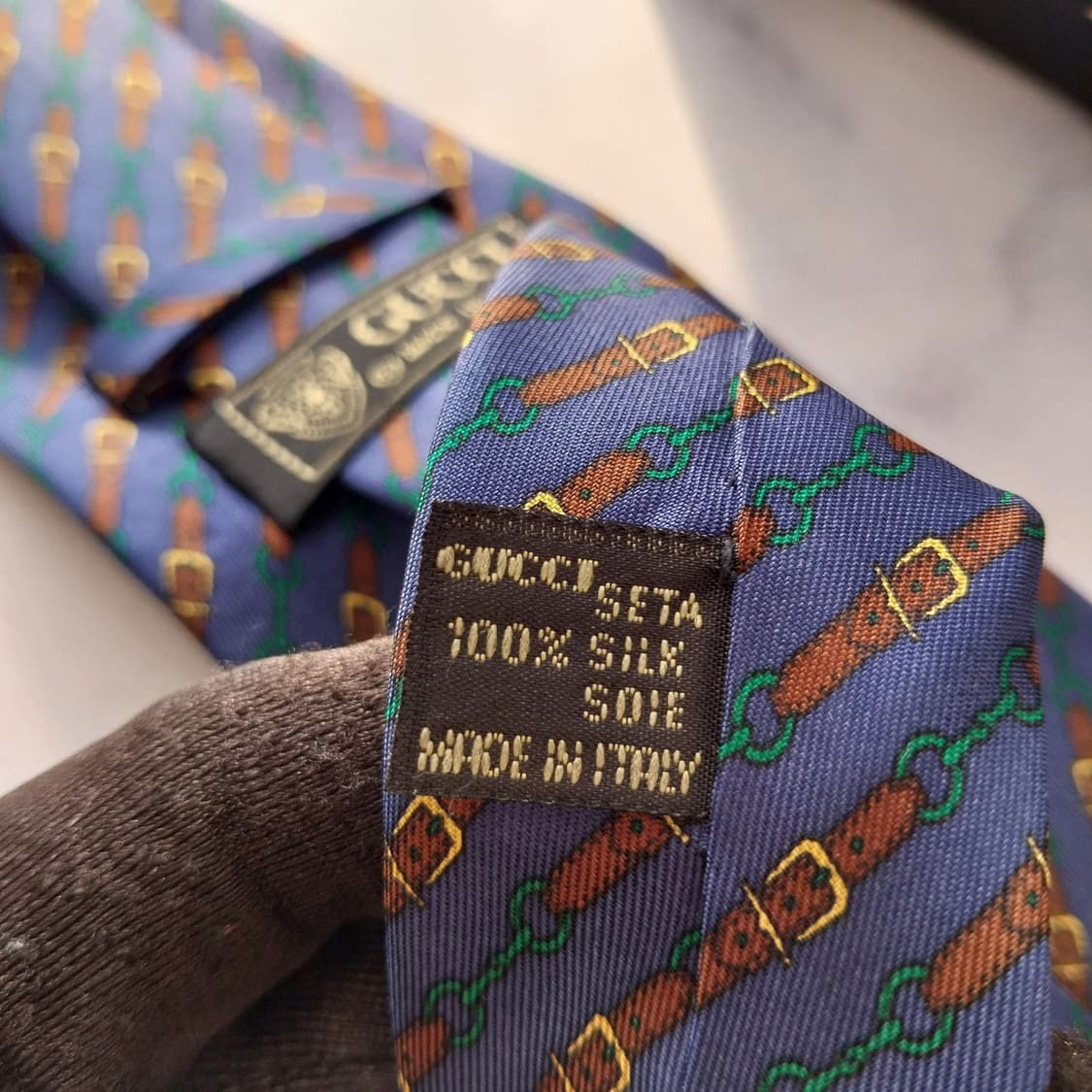 구찌 실크 다크블루 아이덴티티 패턴 넥타이 9cm A+등급 K161
 상품이미지10