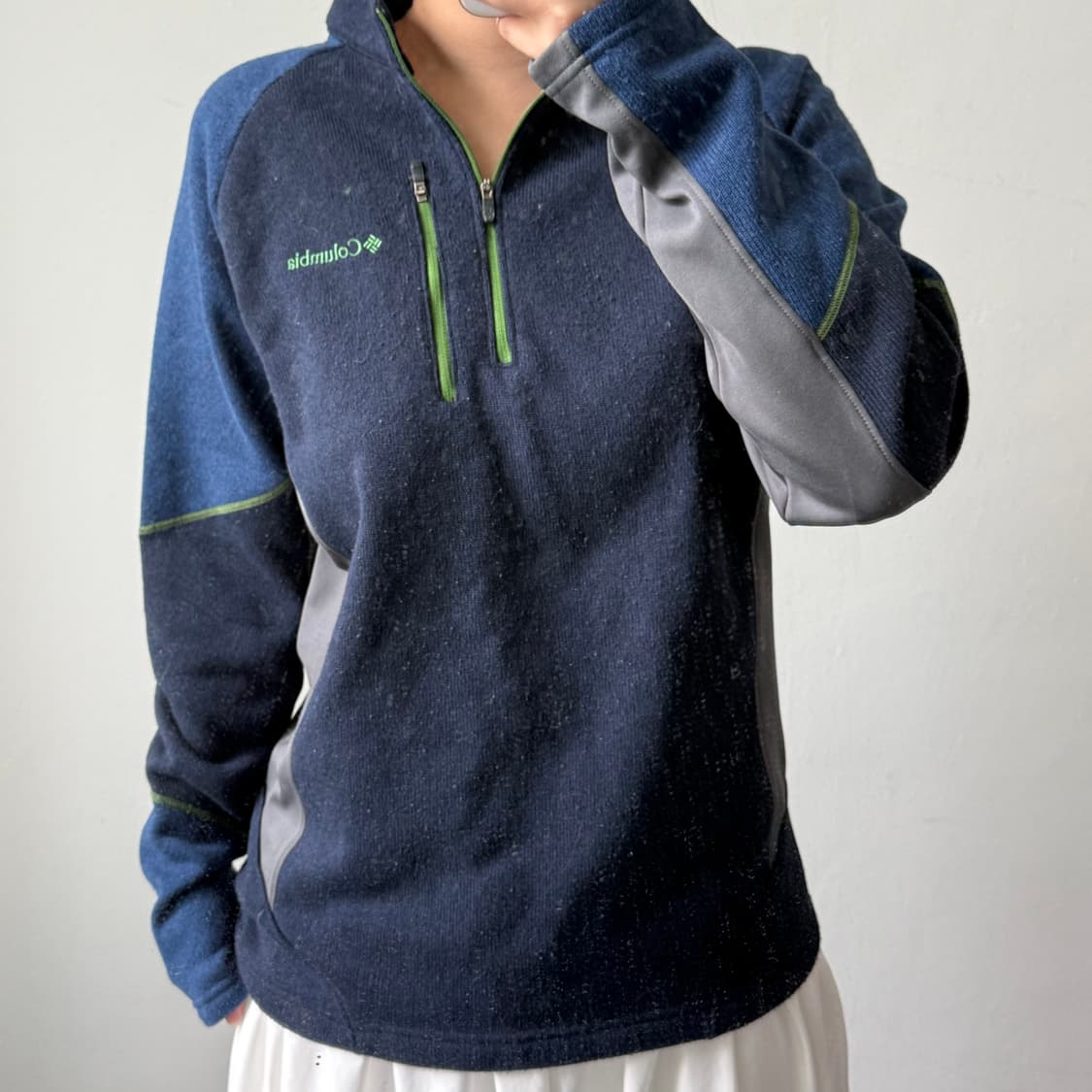 [XXL] 컬럼비아 네이비 니트 반집업 상품이미지1