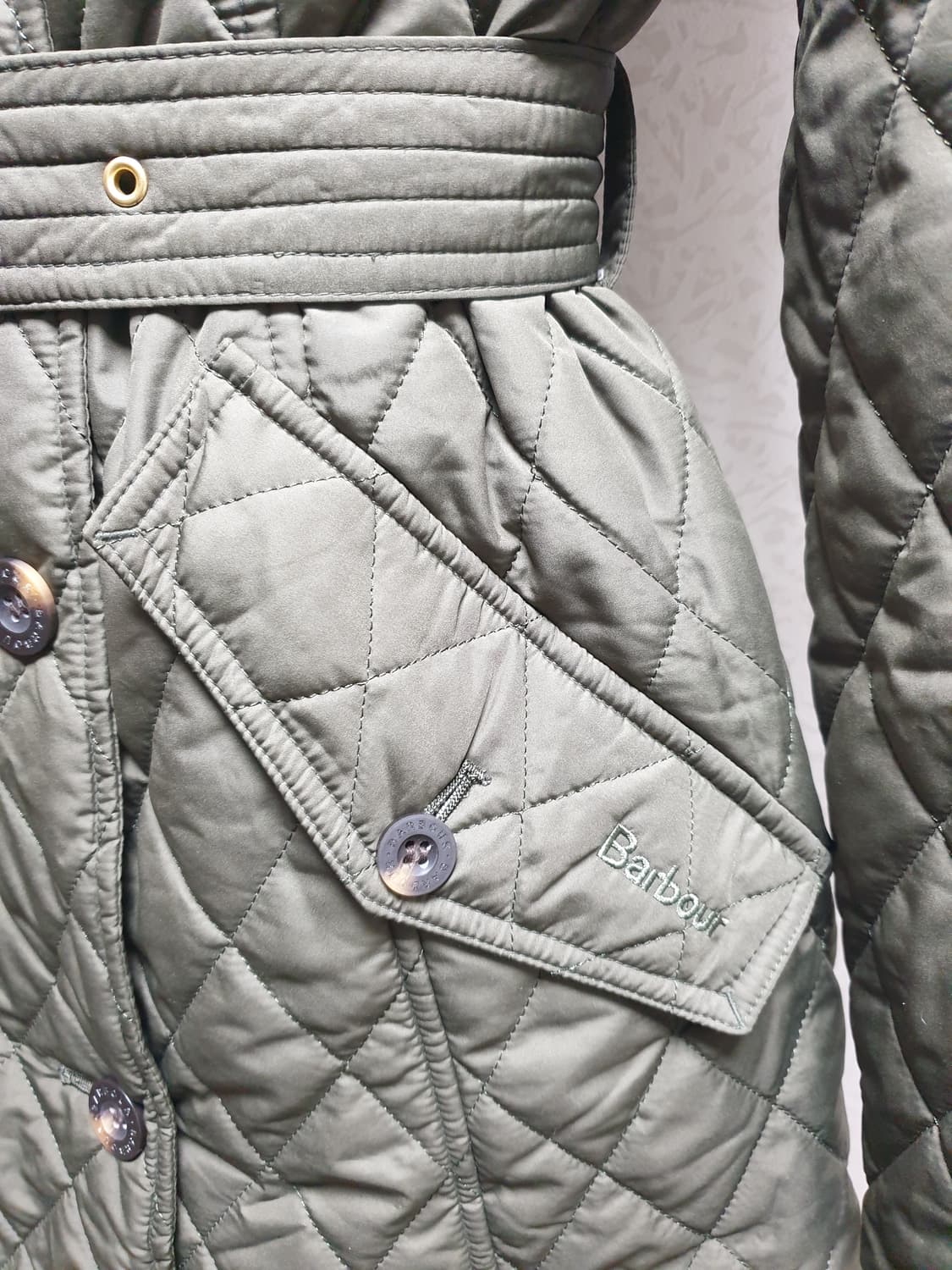 [uk12/66] 바버 벨트 롱퀼팅 카키 상품이미지6