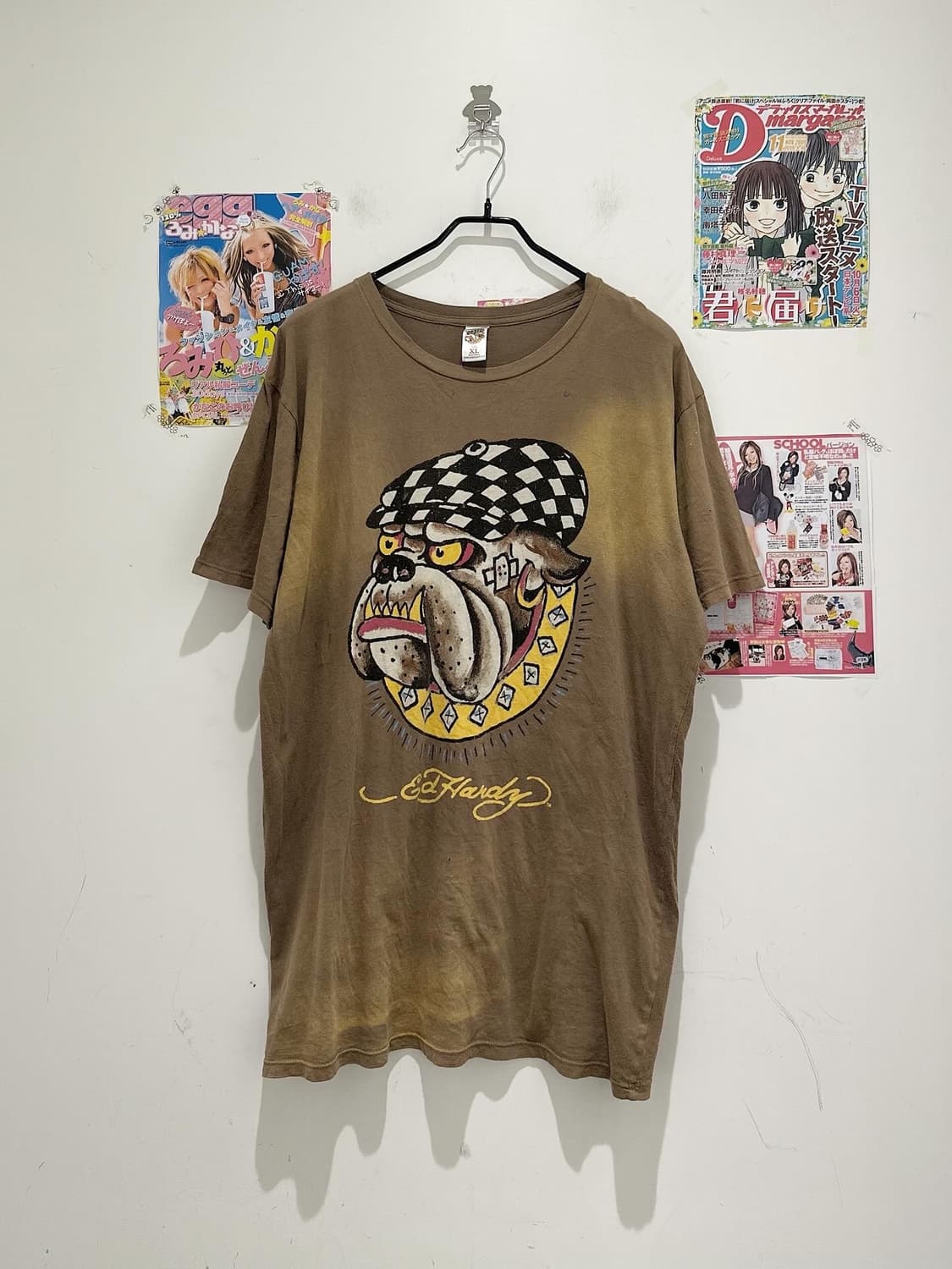 Ed Hardy Print Brown sleeved T-shirt 상품이미지1