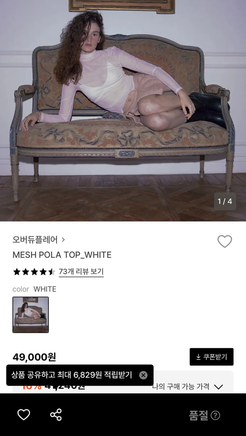 Overdueflair 오버듀플레어 mesh pola top 상품이미지1