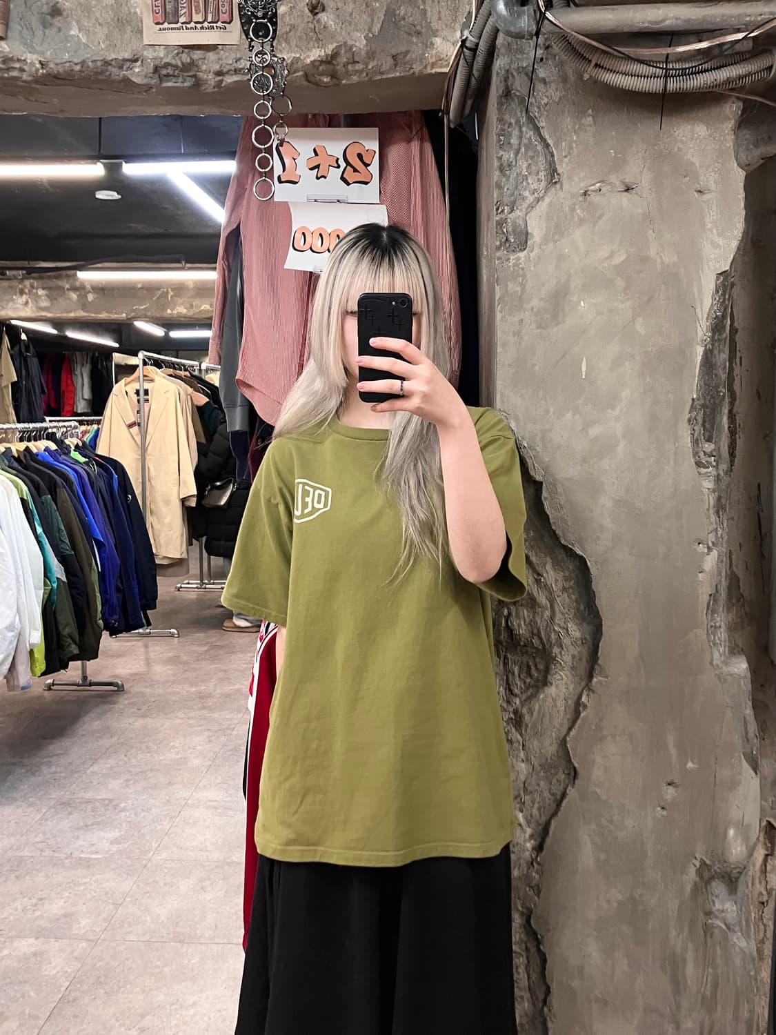 데우스 반팔 티셔츠 올리브그린 M #csz3201 상품이미지2