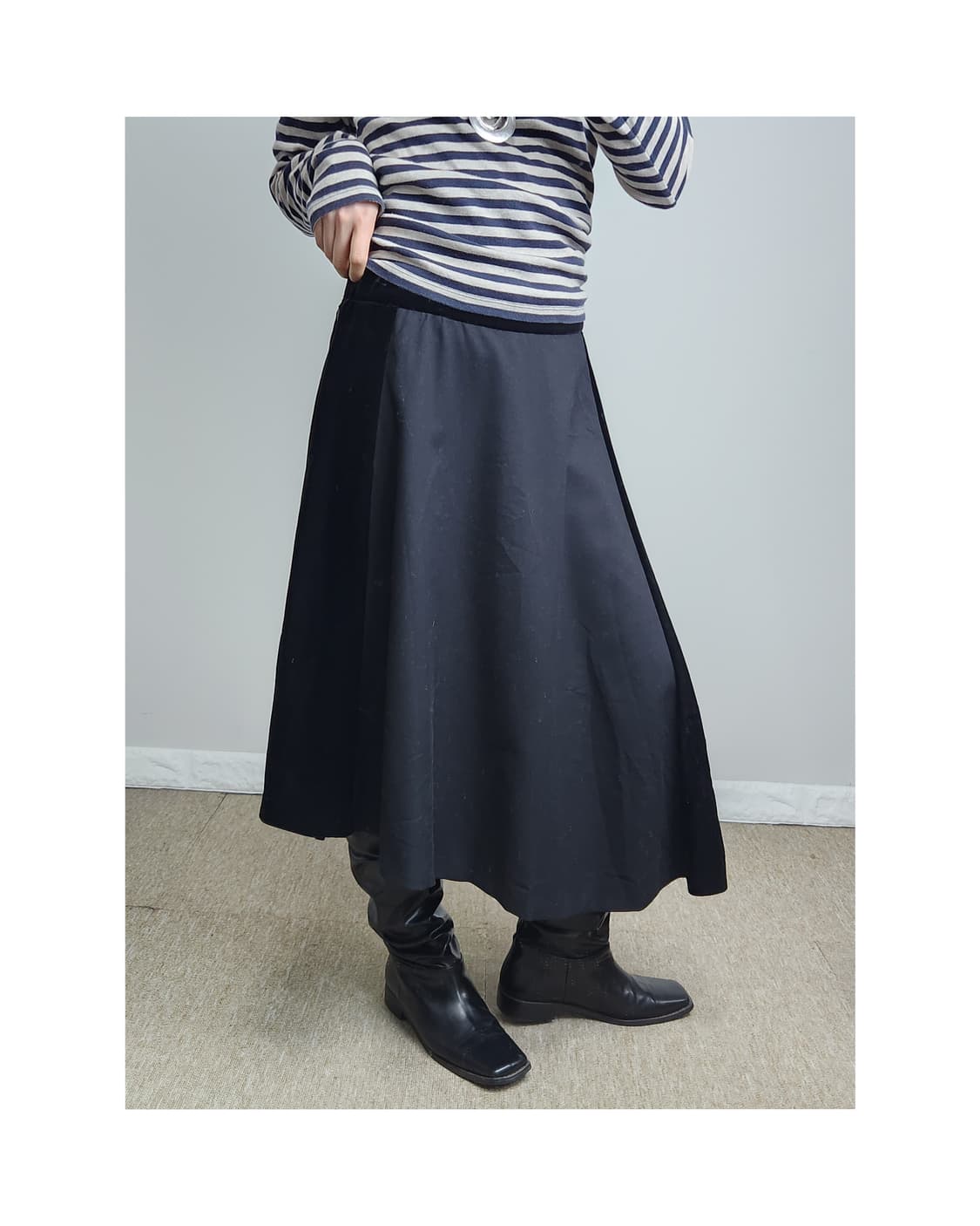 언발 벨벳 스커트 상품이미지1