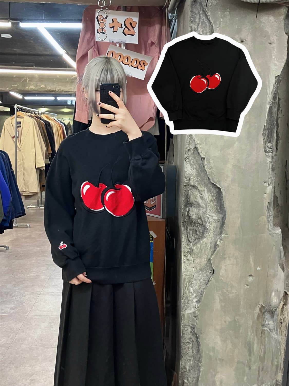 키르시 빅 로고 맨투맨 블랙 #csz3369 상품이미지1