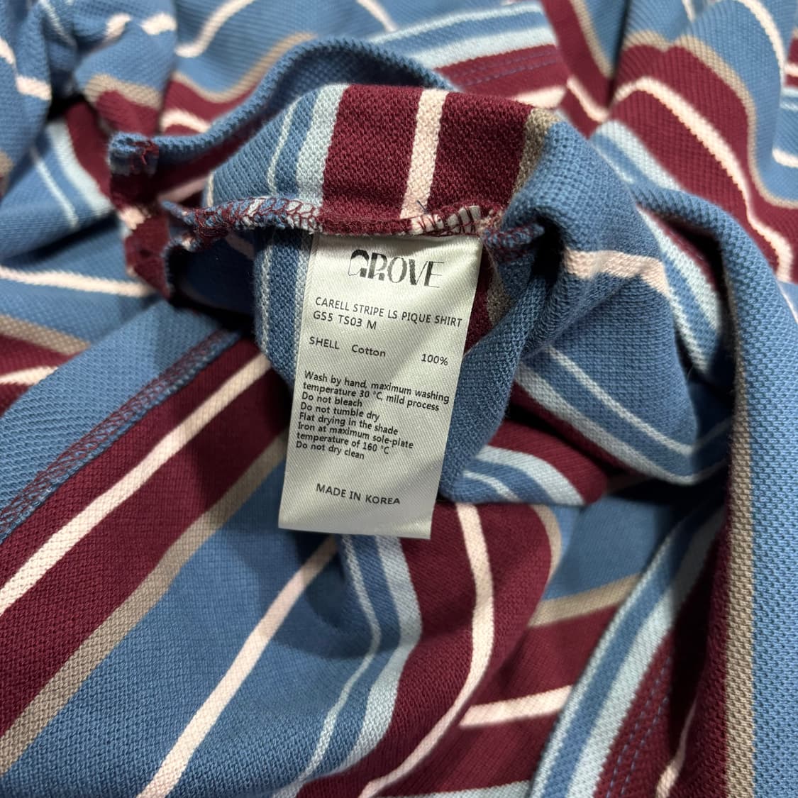 FREE 그로브 GROVE 카렐 스트라이프 PK 블루 와인 긴팔 카라티 상품이미지5