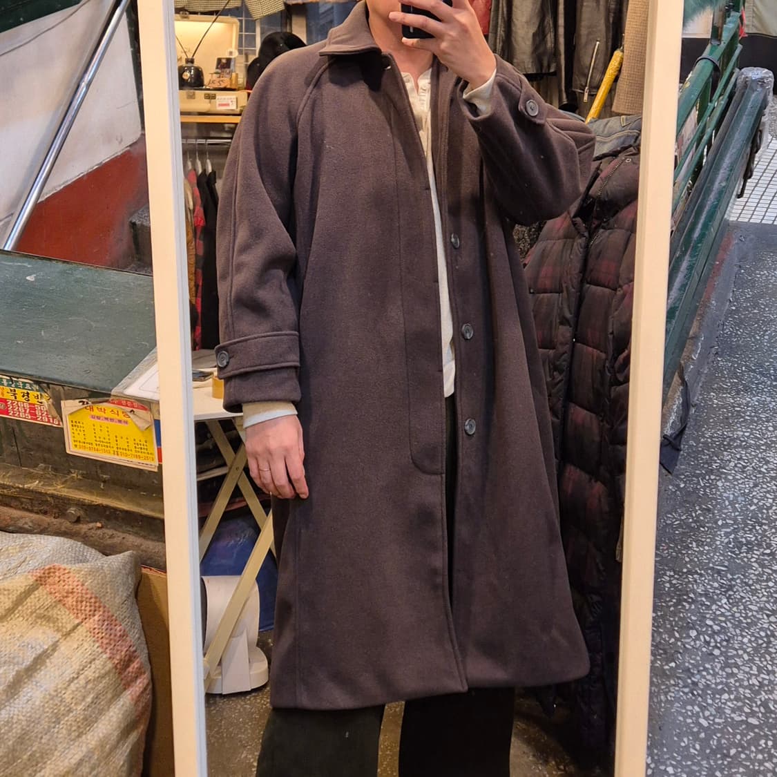 FREE(착샷잇음) 차콜브라운 싱글롱코트  상품이미지3