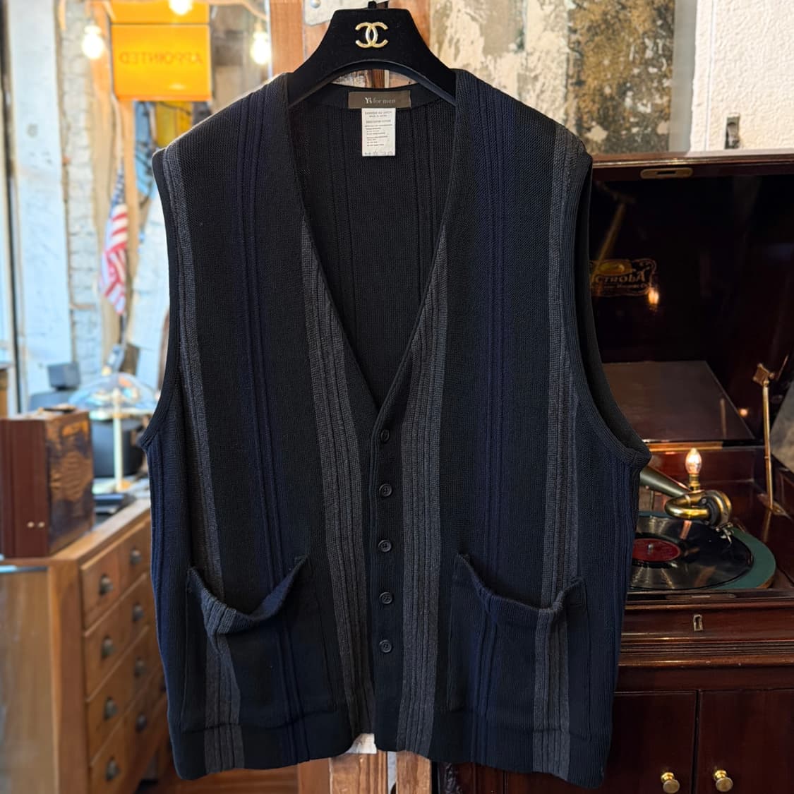 요지야마모토 스트라이프 베스트 상품이미지1