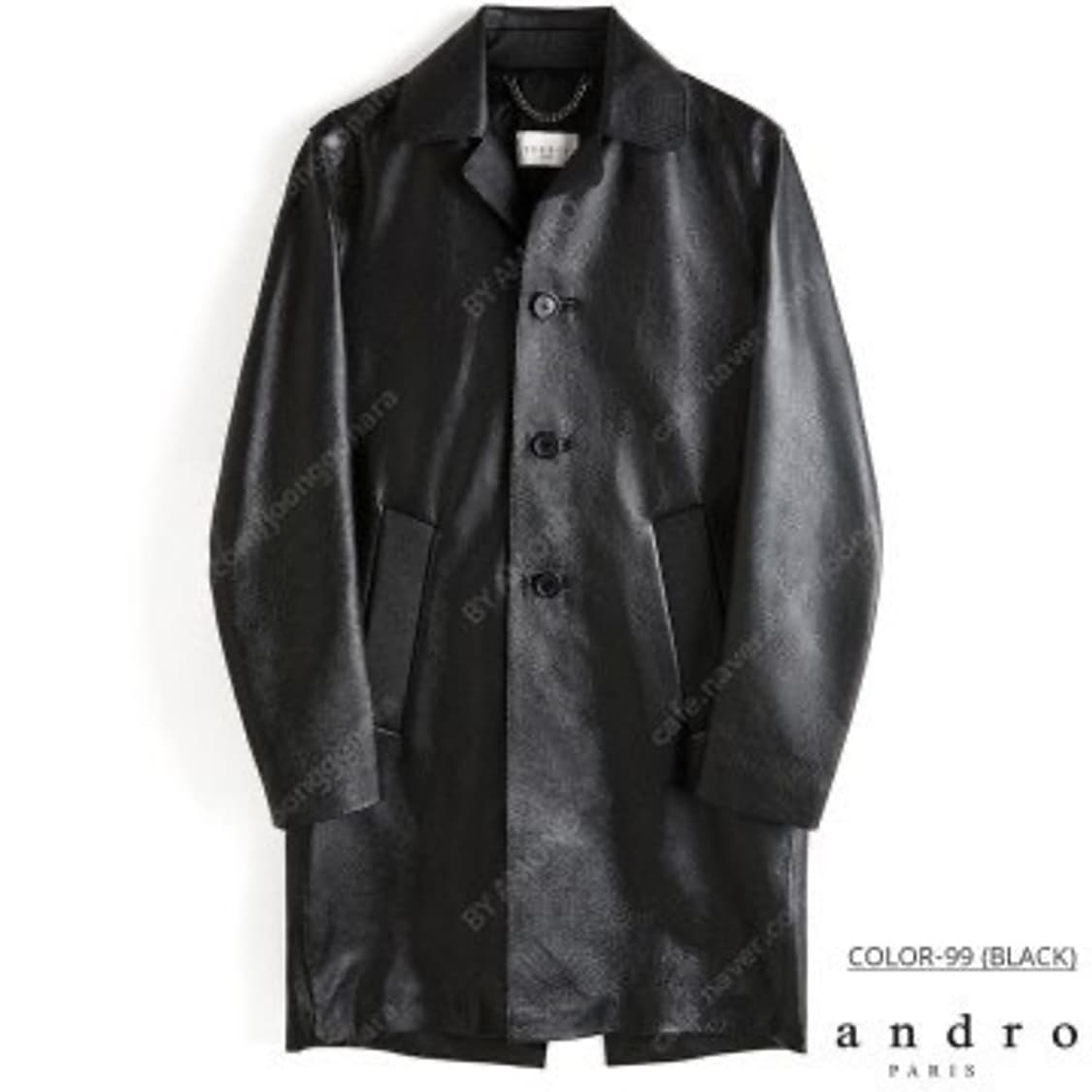 SANDRO 산드로 웨스턴 무드 송아지 가죽 3버튼 레더 카 코트 상품이미지2