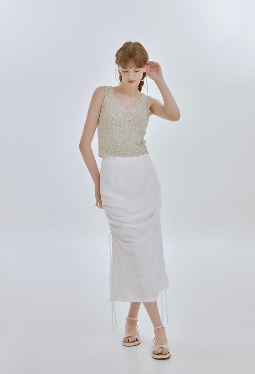 리엘 Smooth string skirt (white) 스커트 상품이미지3