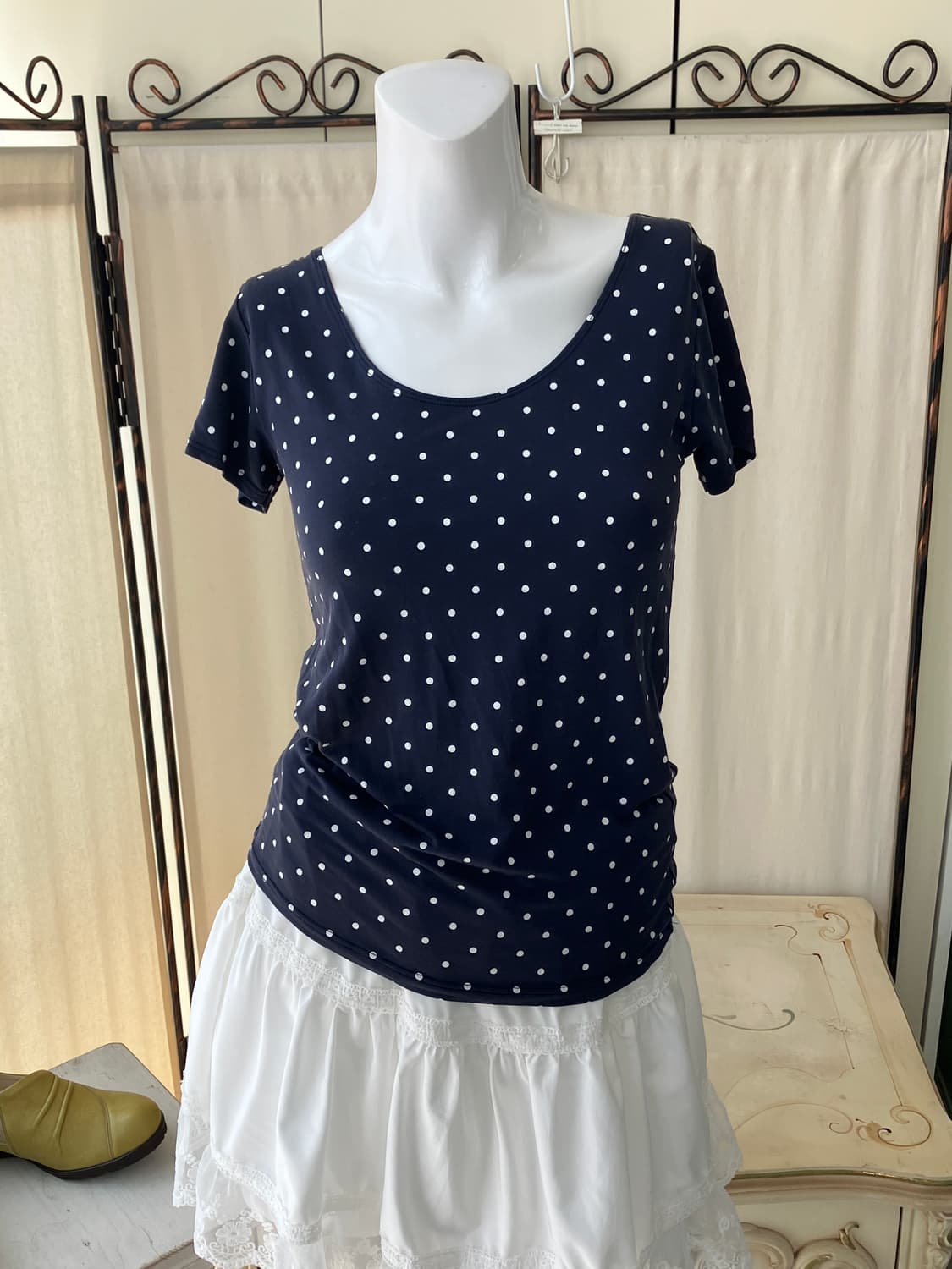  navy dot mori half t-shirt 상품이미지3