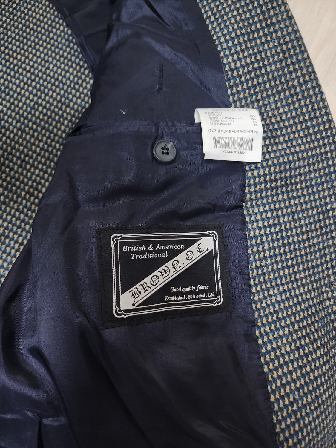 YALE X BROWN OC 하운즈투스 체크 블레이저 자켓 블루 상품이미지6