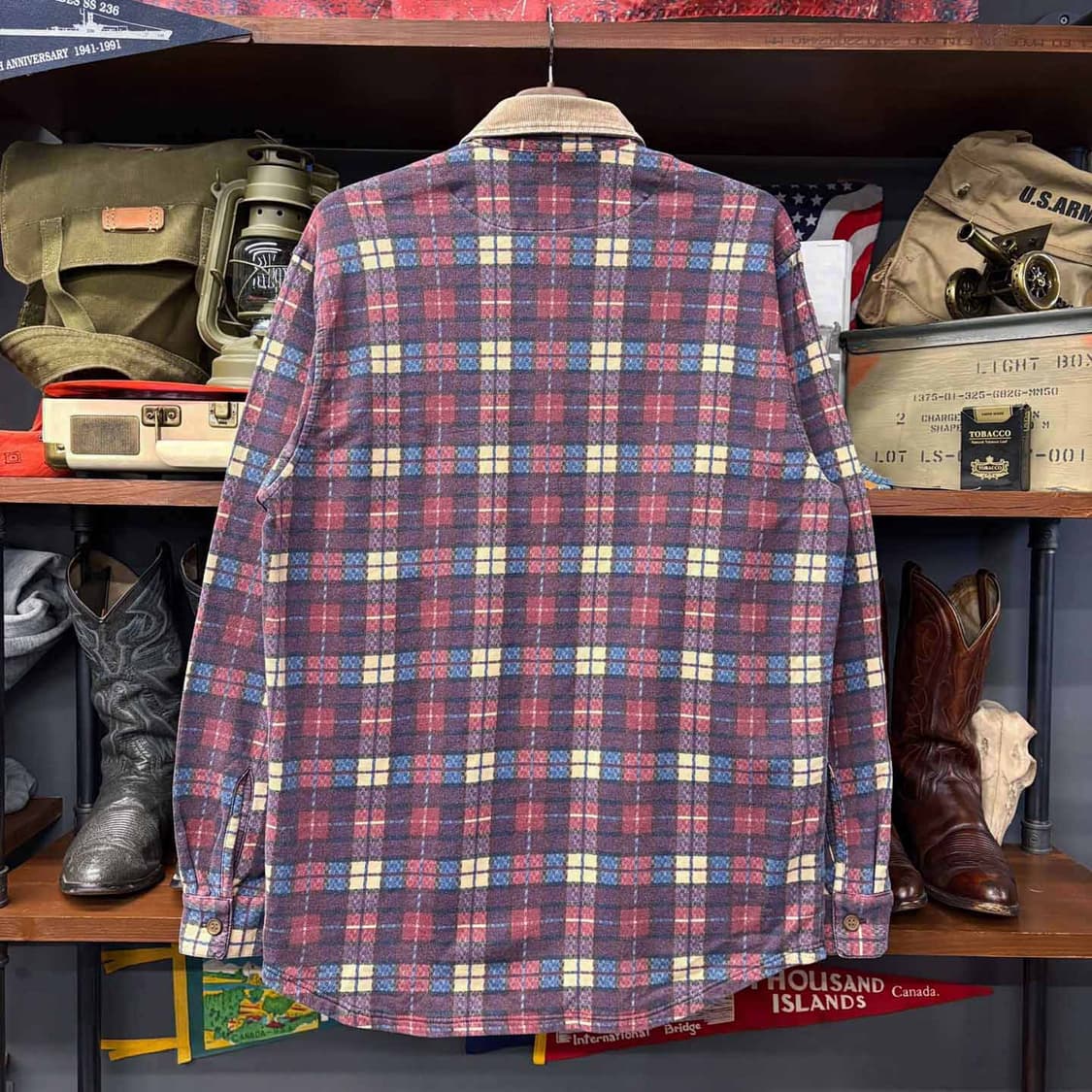 90s 말보로 클래식 USA 코듀로이 카라 체크 포켓 셔츠 N495 상품이미지2