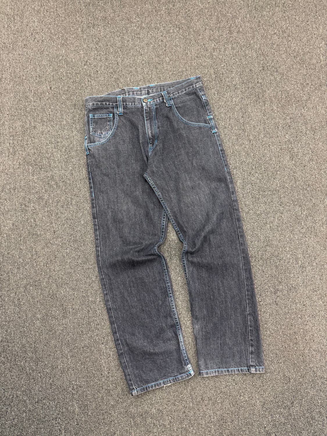 34)Asnadispec 빈티지 포켓 프린팅 블루 스티지 데님팬츠 상품이미지2