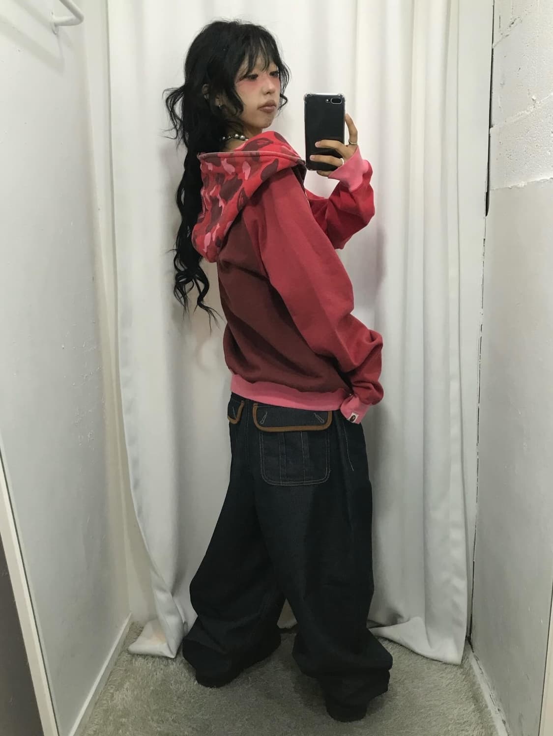 Bape Red Camouflage College Two-way Ho 상품이미지6