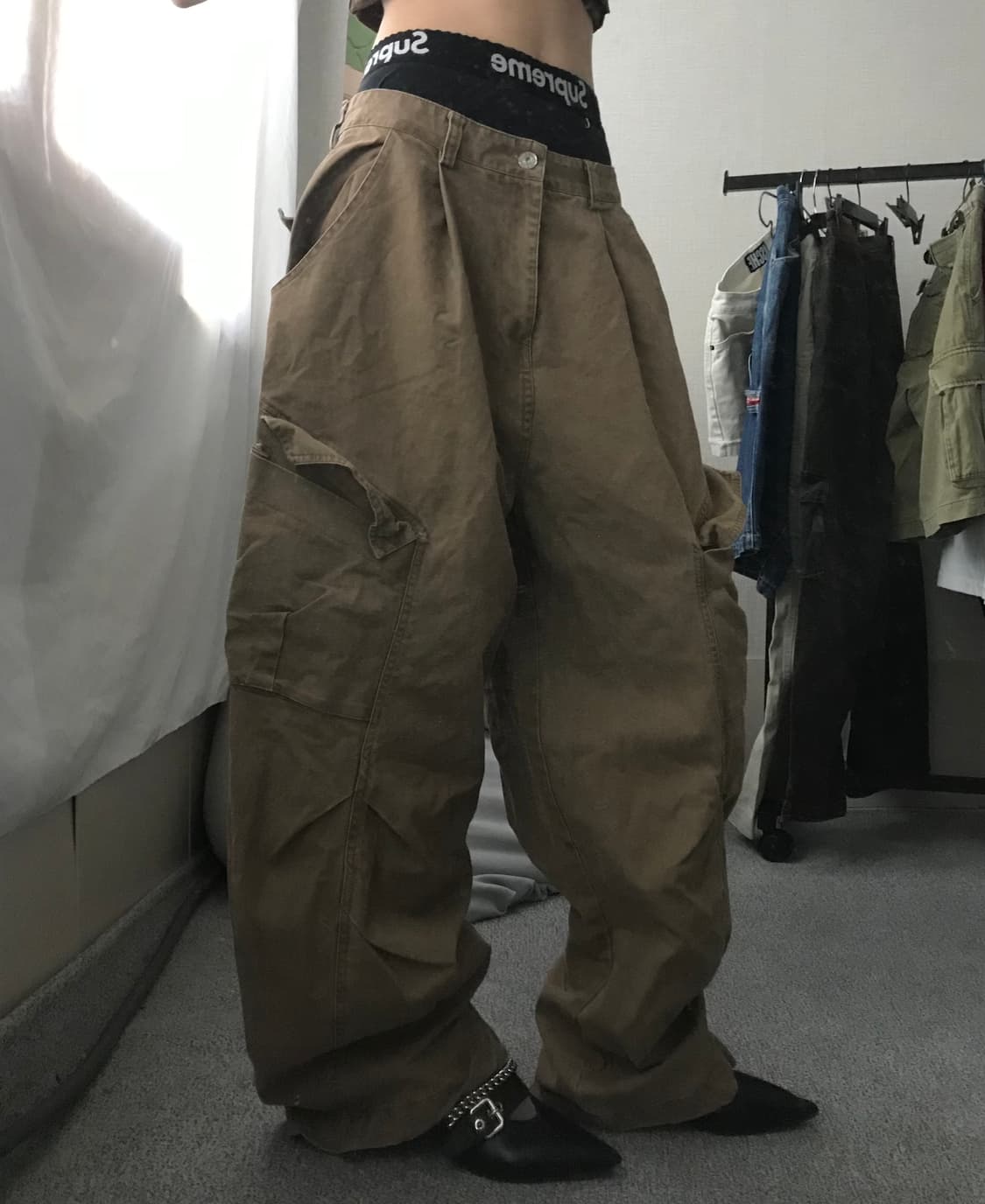 베이지브라운 와이드핏 카고팬츠 상품이미지3