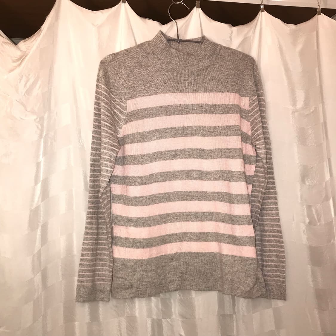 JPN Vintage 모리걸 너드 로걀 스트라이프 반목티 상품이미지3