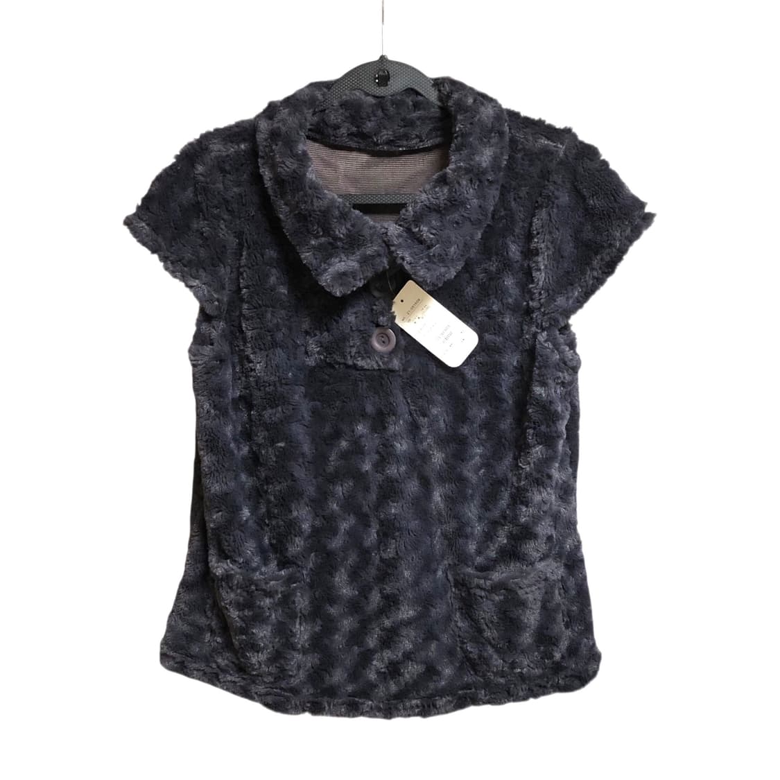 버튼 포켓 퍼 베스트 그레이 상품이미지2