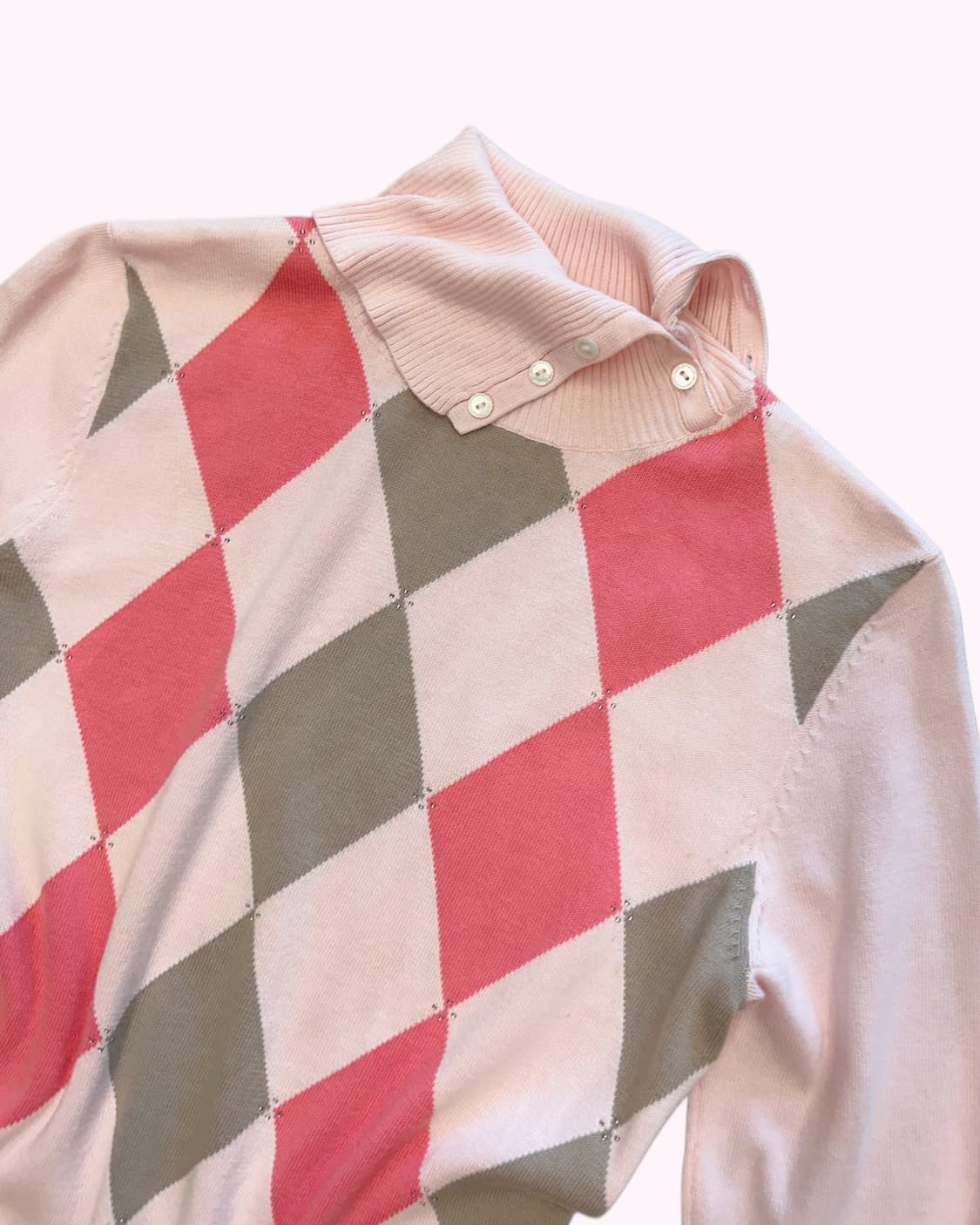 KEITH pink argyle button slit knit 상품이미지2