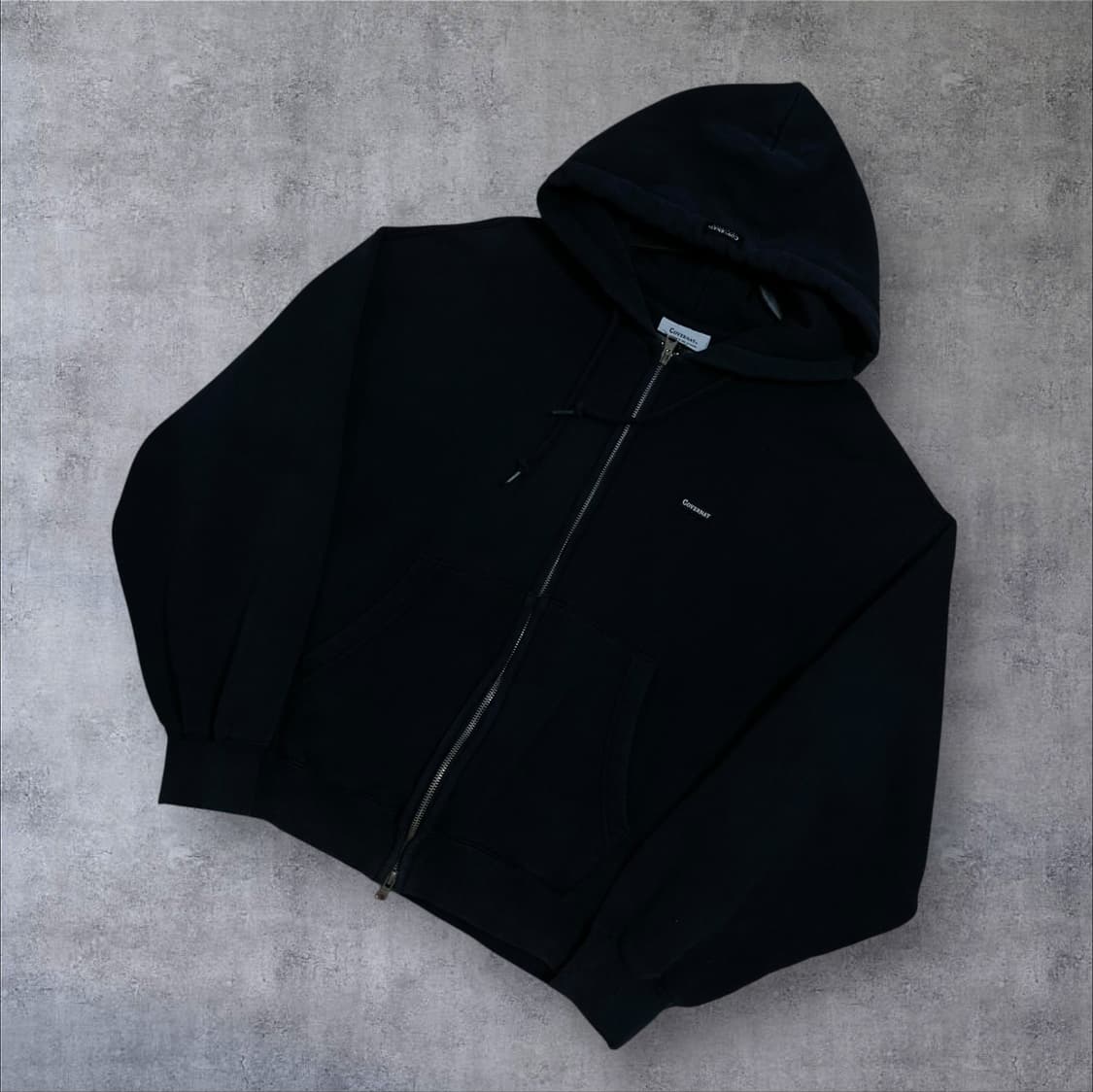 커버낫 스몰 로고 블랙 후드 집업 상품이미지1