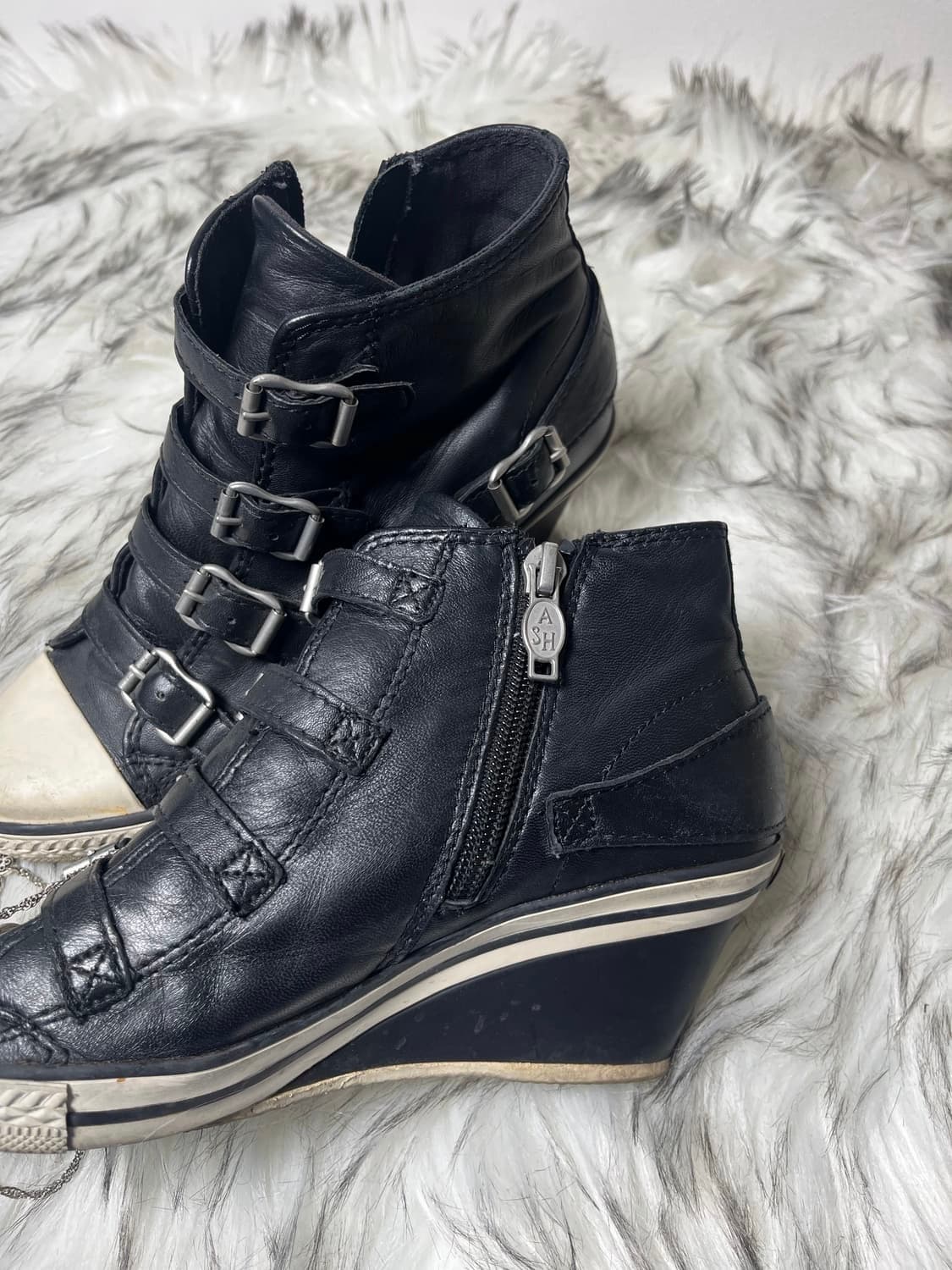 Ash 아쉬 웨지힐 스니커즈 가죽 블랙 상품이미지3