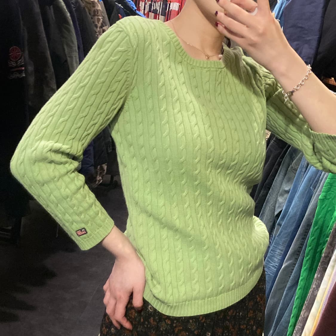 [IM] 폴로 랄프로렌 라운드넥 7부 케이블 니트 올리브 그린 상품이미지3