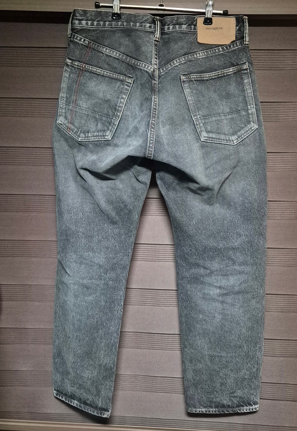 [32]아나크로놈 25ss 레귤러 테이퍼드 데님 워시드 블랙 상품이미지5