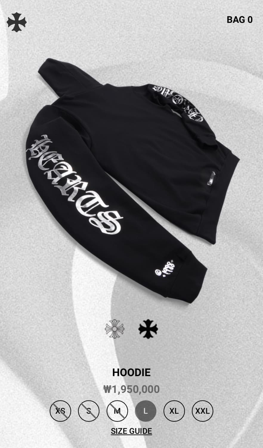 (XL) 새상품 크롬하츠 1988 후드 블랙/크롬실버 상품이미지7