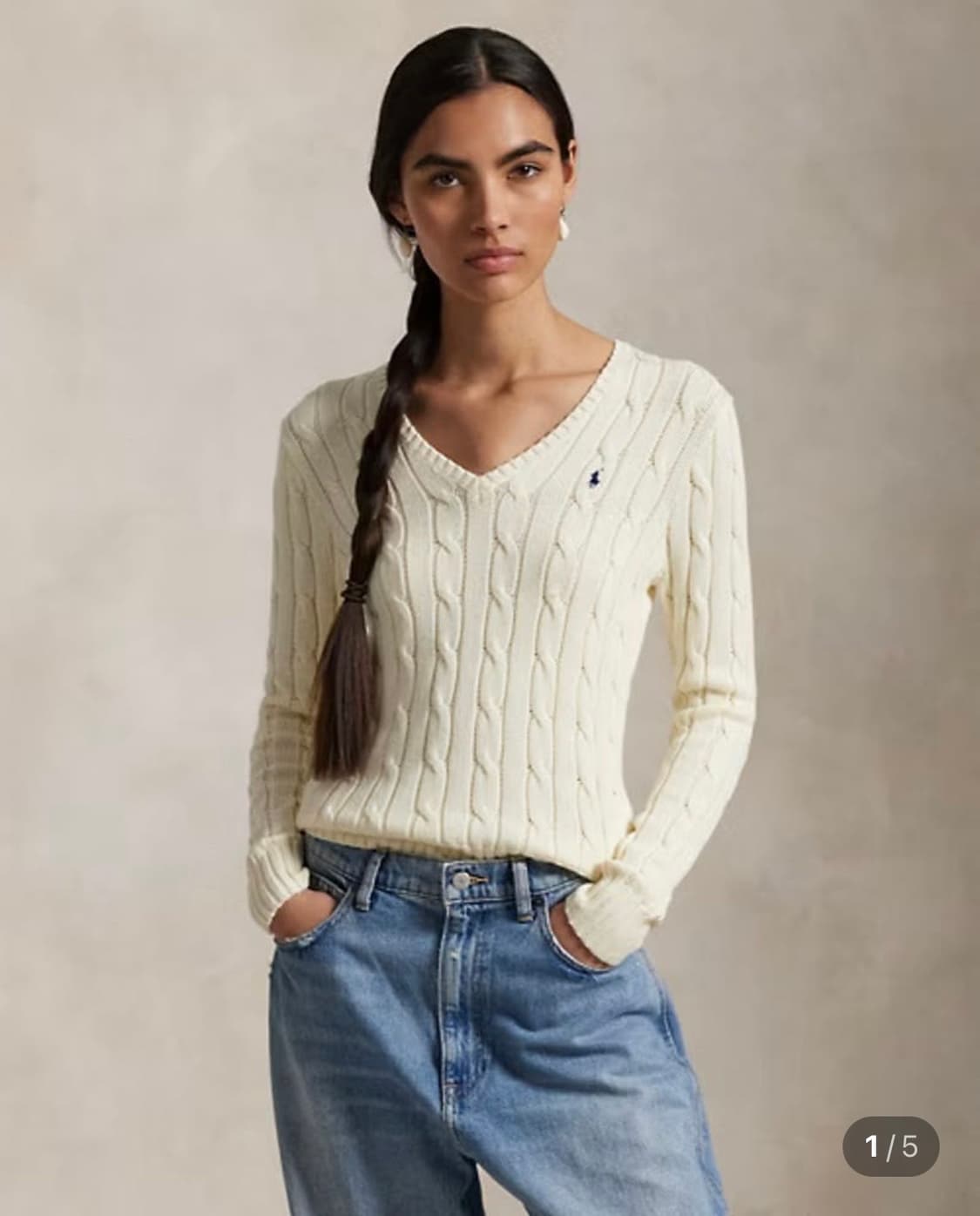 폴로 케이블니트 크림 S 상품이미지1