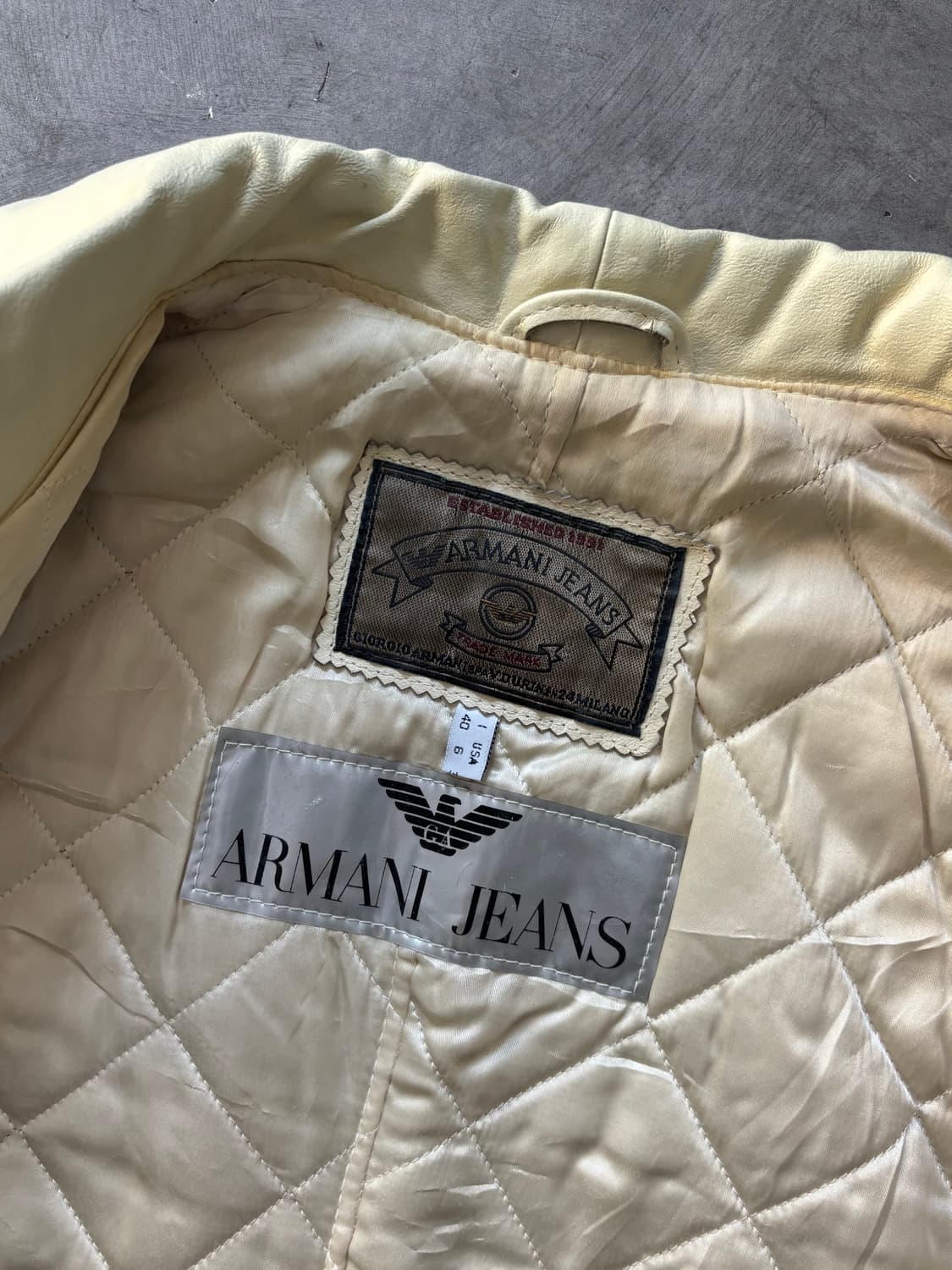 Armani Jeans 아르마니 진스 옐로우 가죽 자켓  상품이미지5