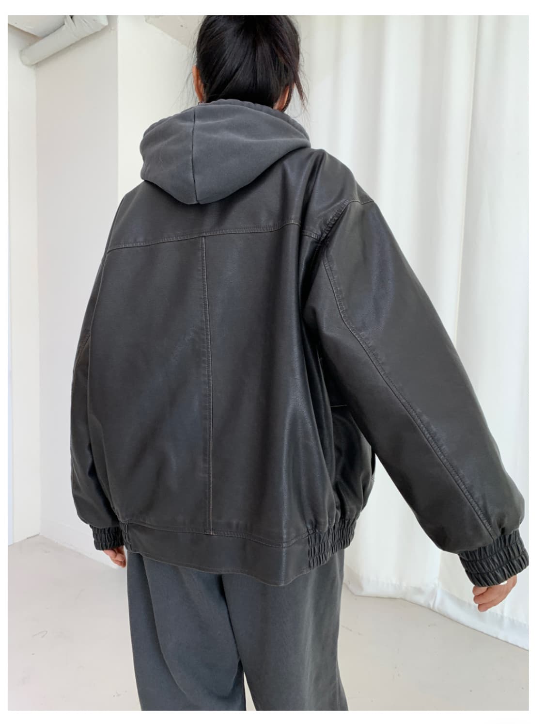 (오늘만세일)페인티드우드 빈티지 레더 점퍼 (레더자켓) 상품이미지3