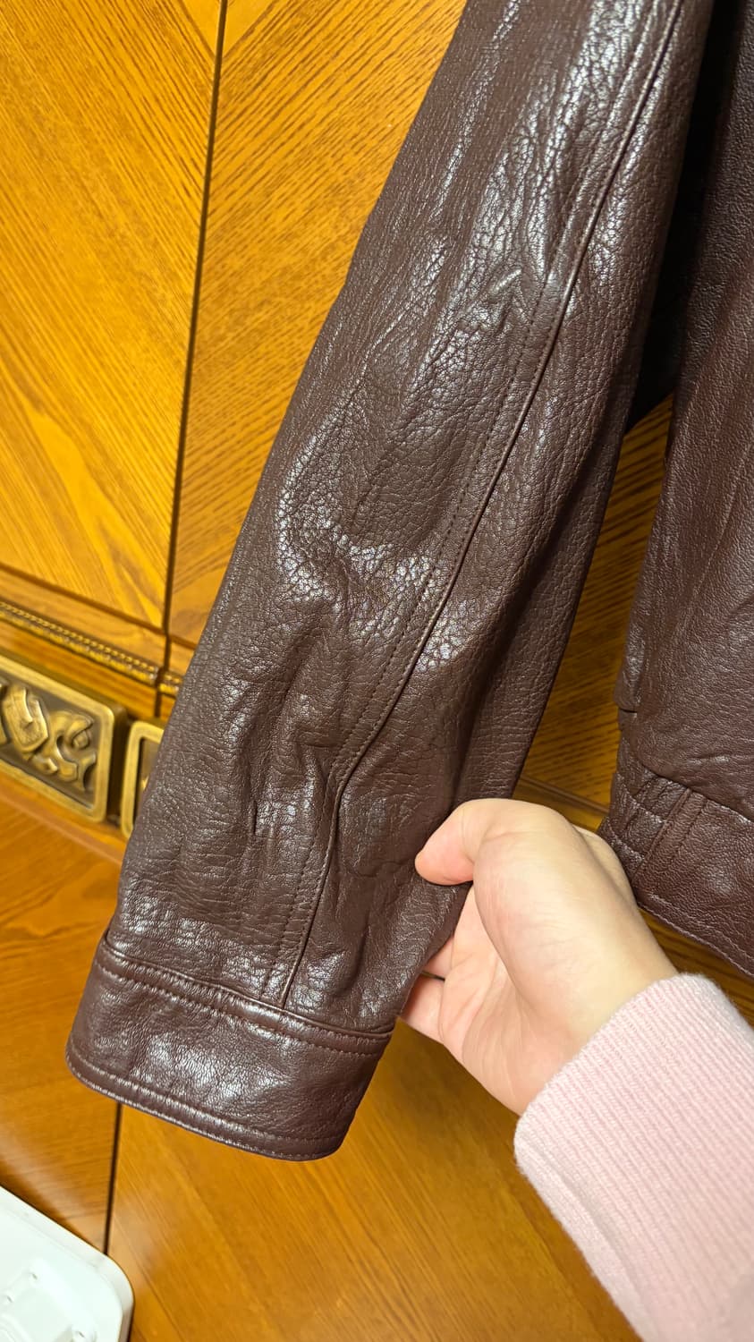 렉토 하이넥 가죽점퍼 브라운 XL 상품이미지4