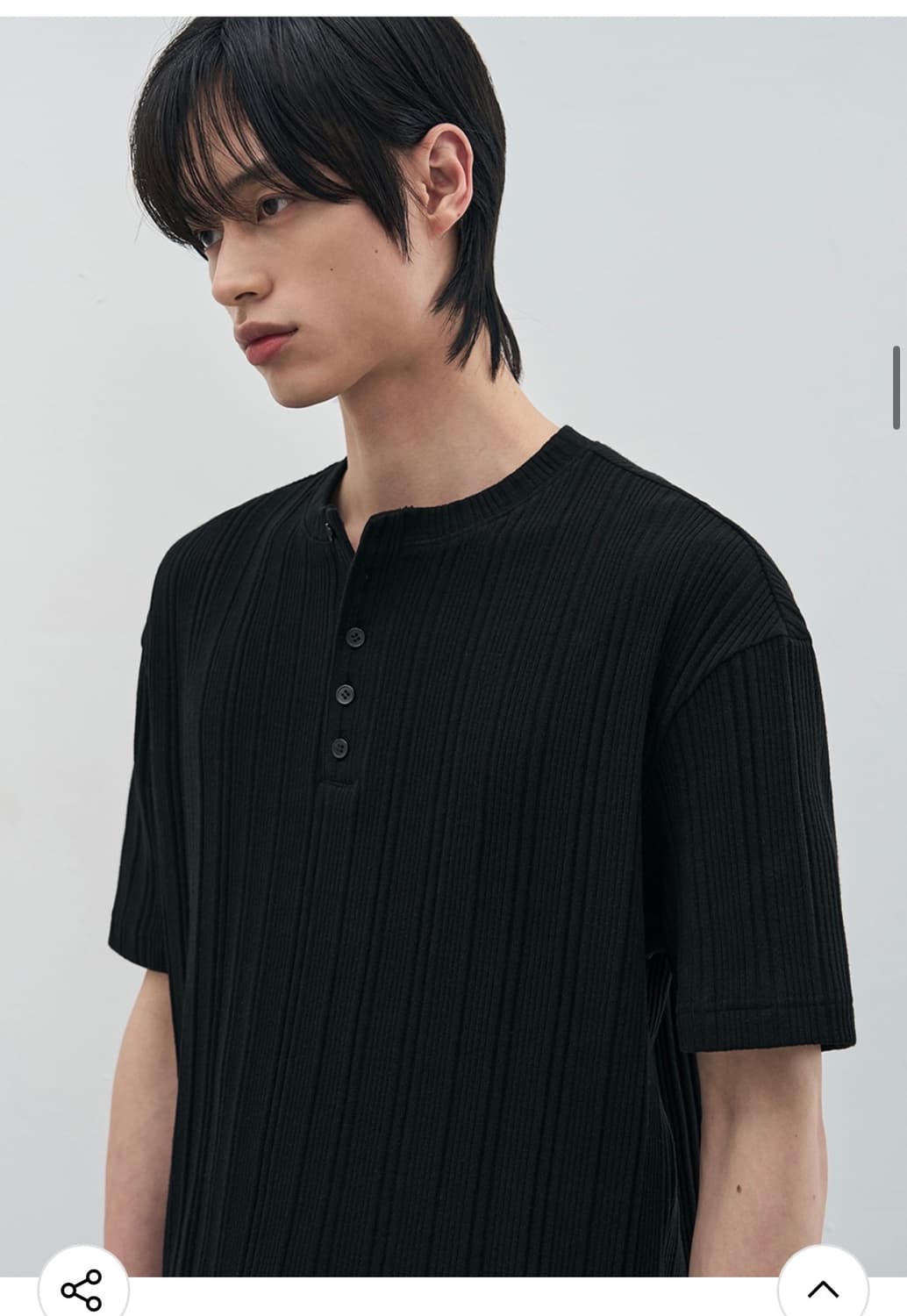 (XL) 드로우핏 만재 콜라보 리브드 헨리넥  반팔 티셔츠 BLACK 상품이미지7