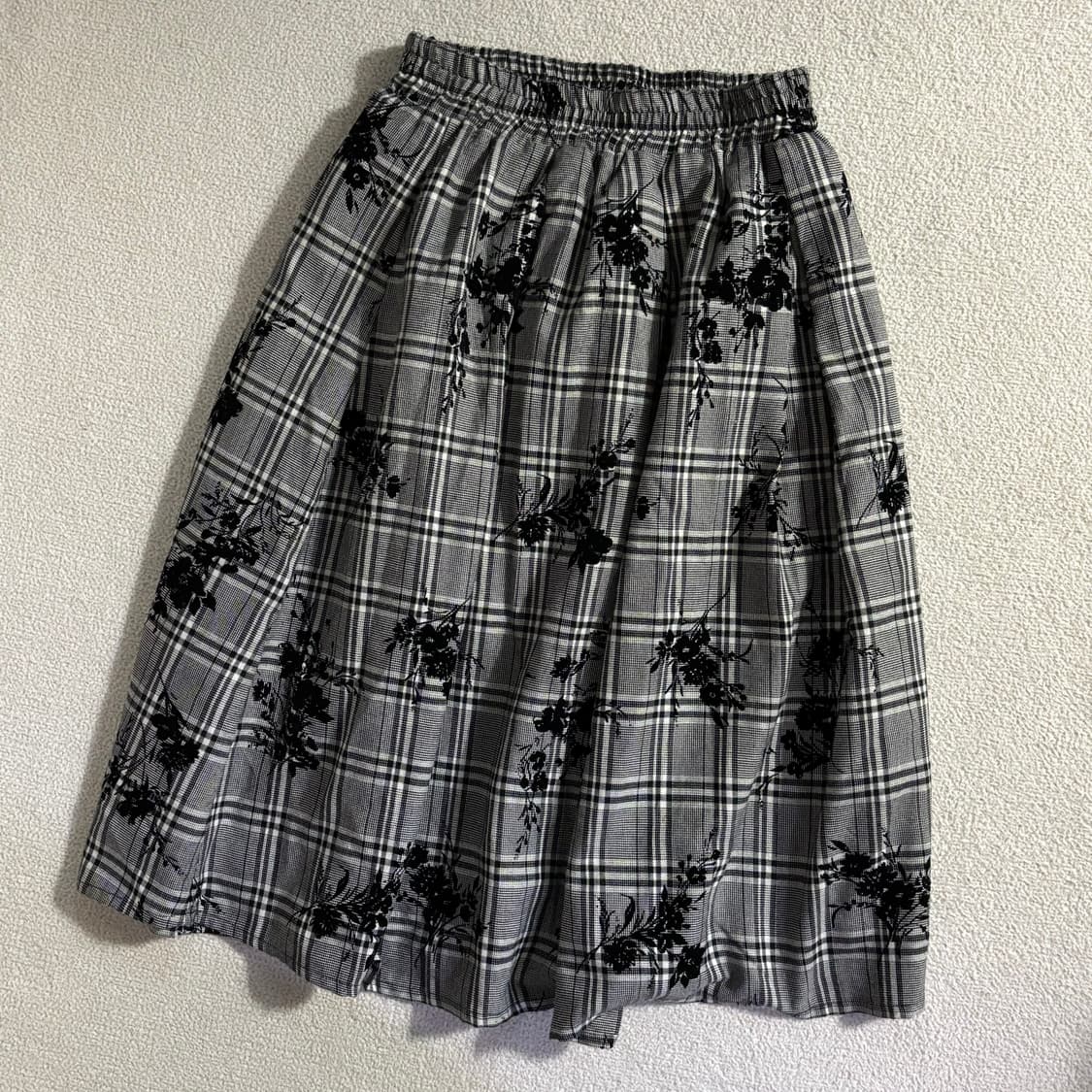 일본빈티지 고딕 모리걸 체크 플라워포인트 스커트 상품이미지1
