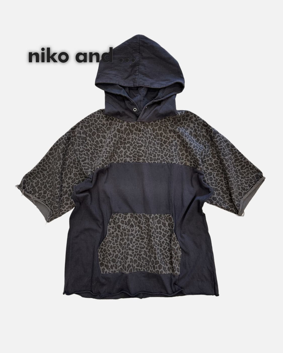 leopard block short hood t-shirt 상품이미지1