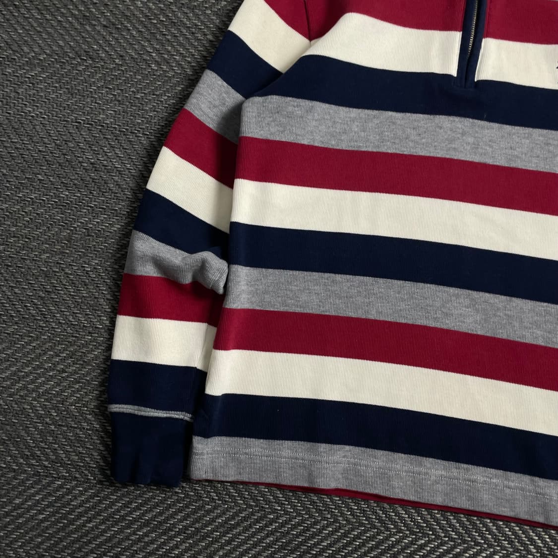 Hazzys 스트라이프 니트 카라 긴팔 반집업 티셔츠y 4730 상품이미지3