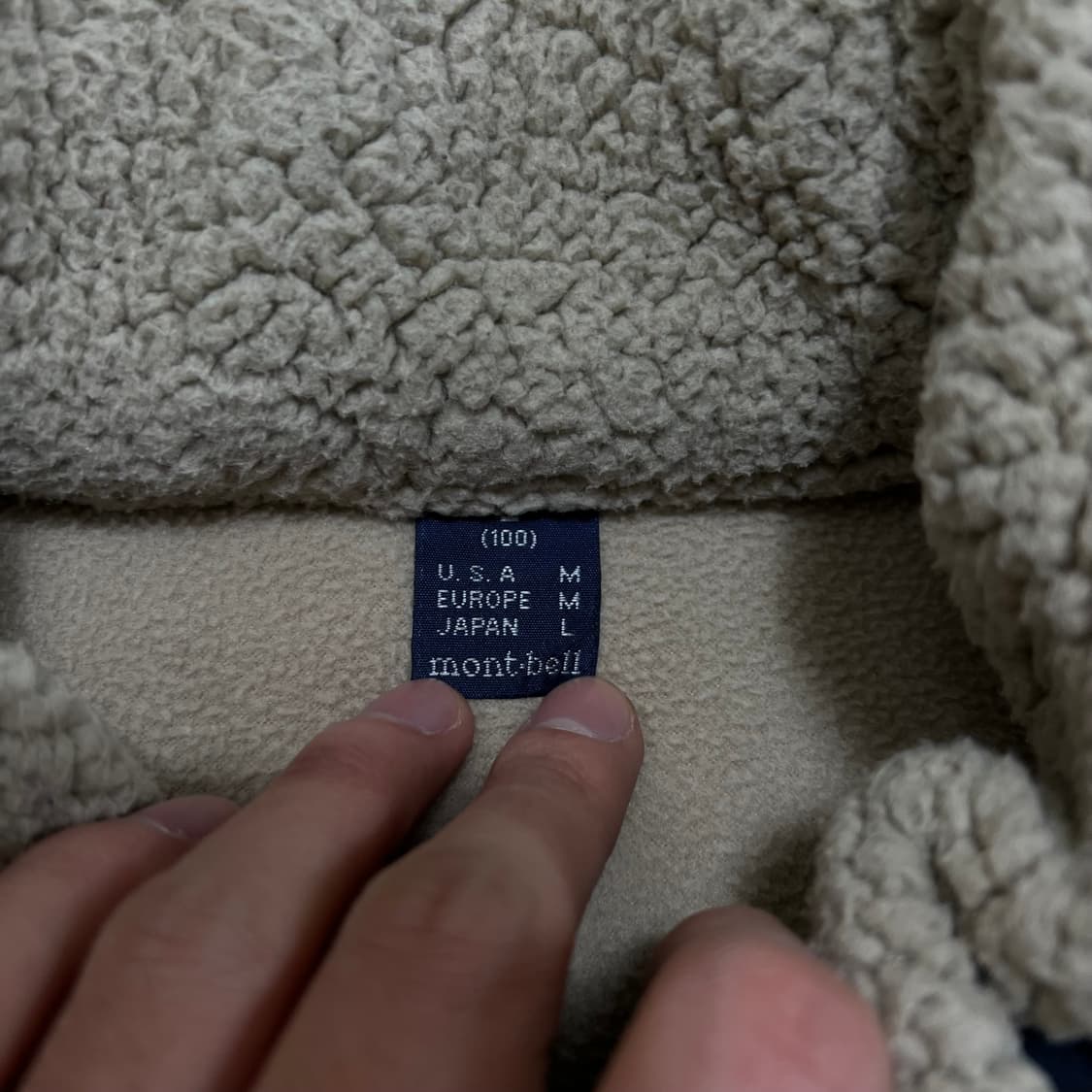 몽벨 엘보패치 배색 포켓 뽀글이 후리스 자켓 [베이지] L/100 상품이미지5