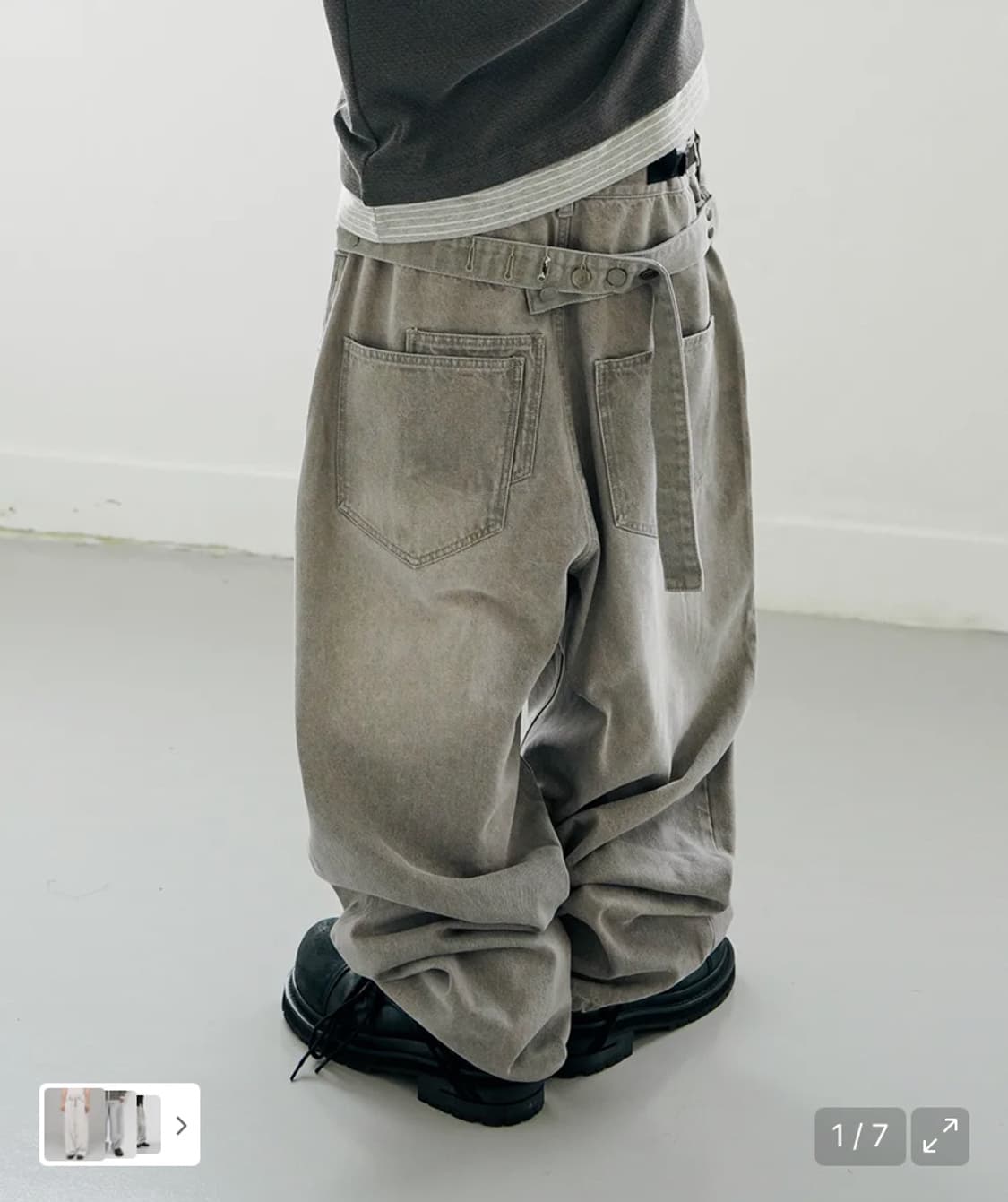 코인서울 X 밈더워드로브 스톤 벨티드 와이드 데님 팬츠 2 상품이미지1