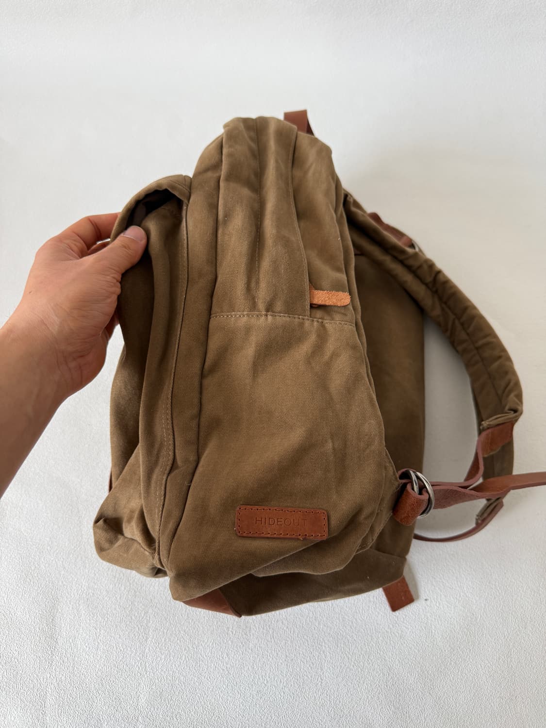 하이드아웃(HIDE OUT) 코튼&레더 백팩(이태리 레더) 상품이미지3