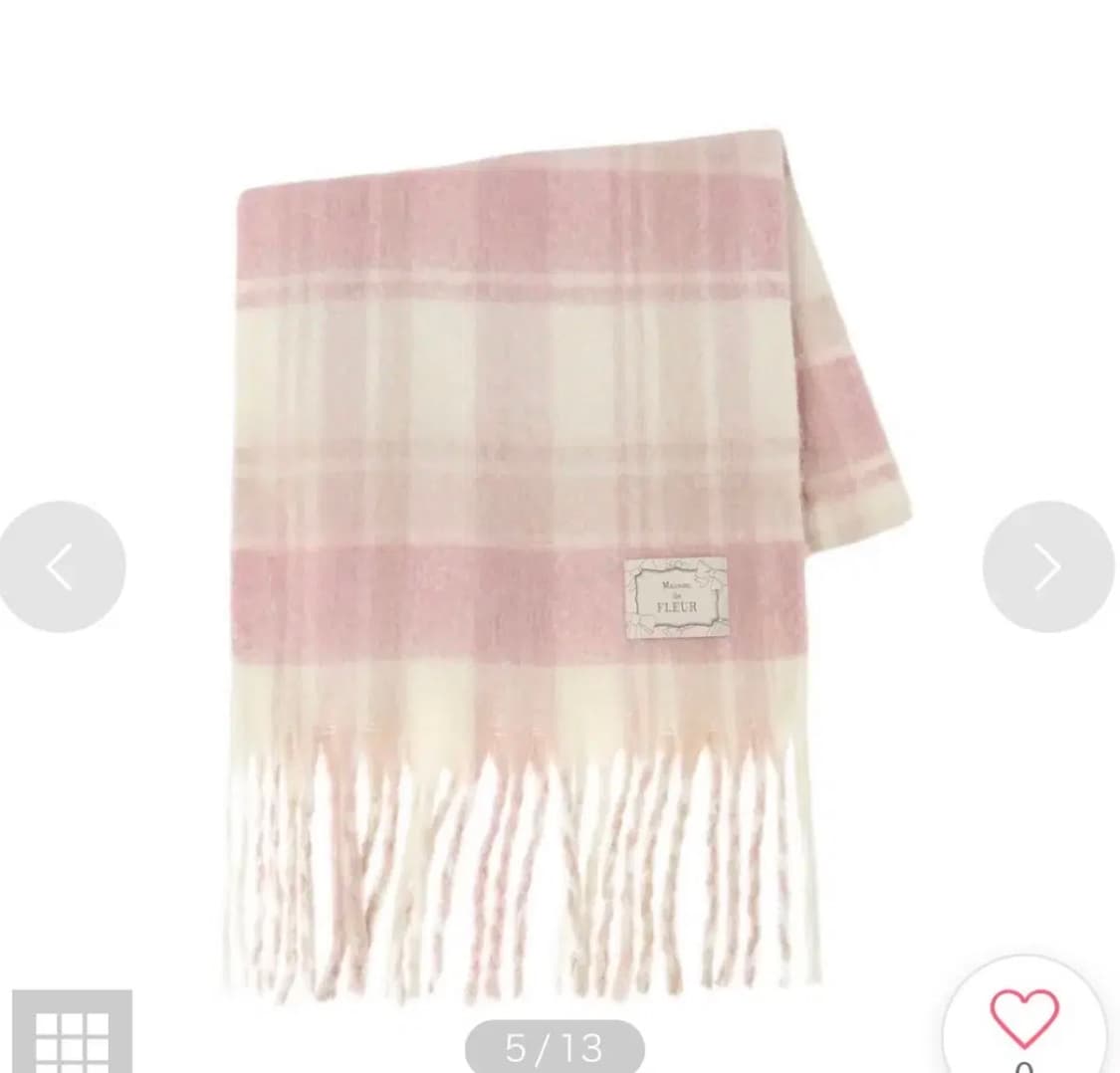메종드플뢰르 핑크 체크 머플러 목도리 양산형 스나계 상품이미지1