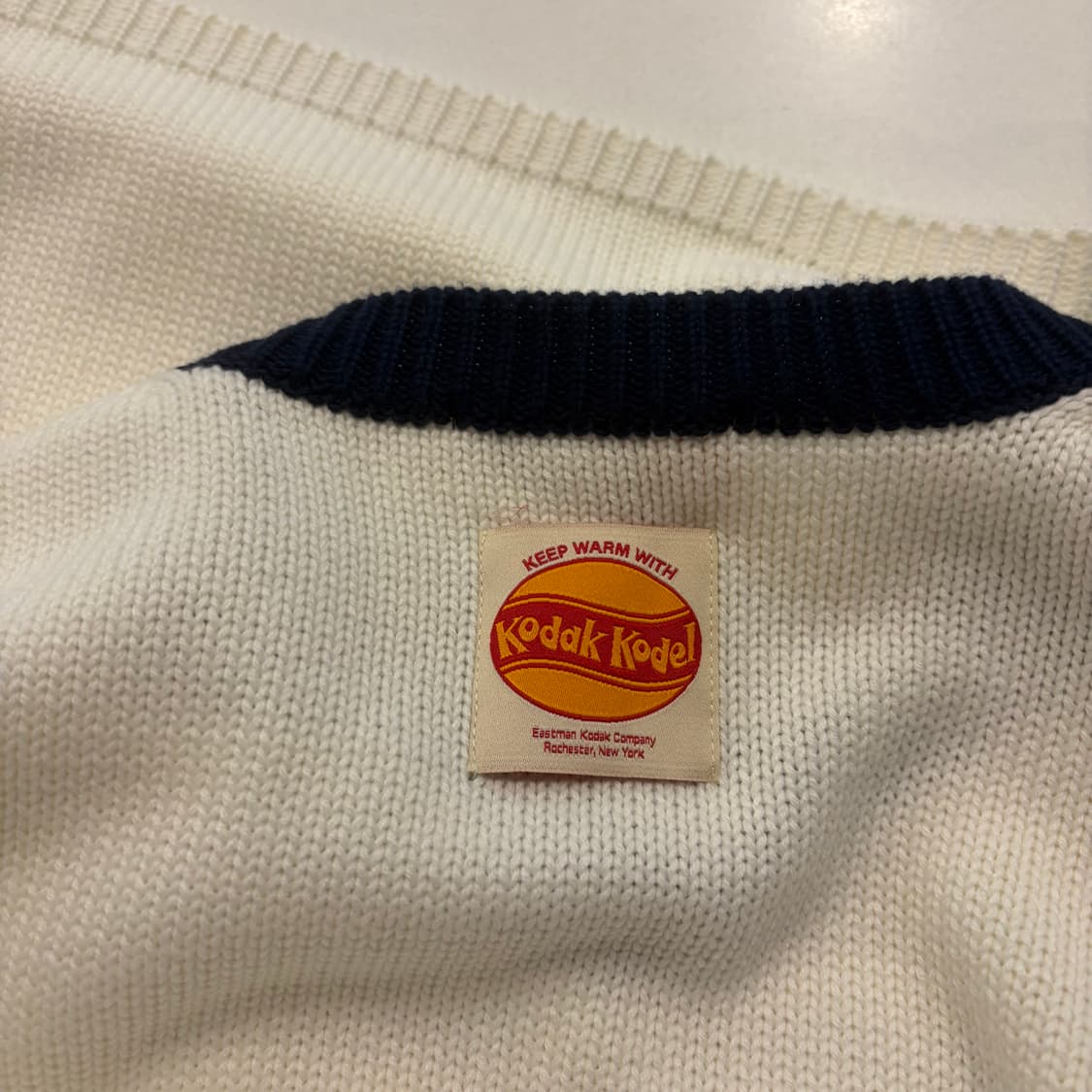 [M] 코닥 Eastman 반팔 니트 스웨터 아이보리 화이트 D865 상품이미지7