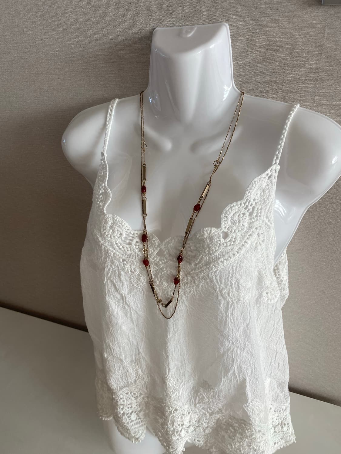 골드체인 오렌지바 롱 체인 목걸이 빈티지 수입 주얼리  상품이미지3