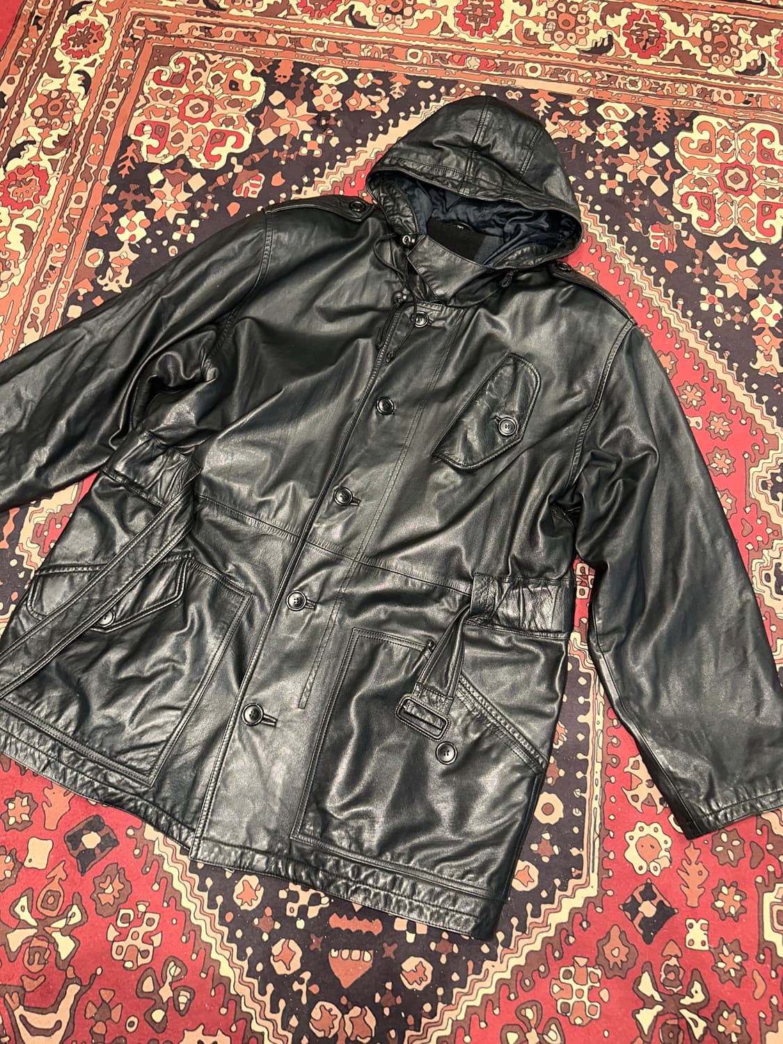 ( 2XL ) 가죽코트 가죽카코트 겨울코트 양가죽자켓 빈티지가죽 상품이미지7